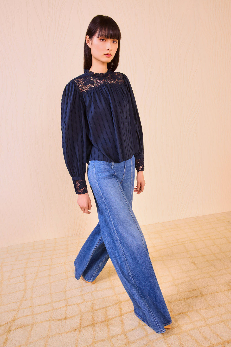 Cornelia Long Sleeve Blouse - Midnight