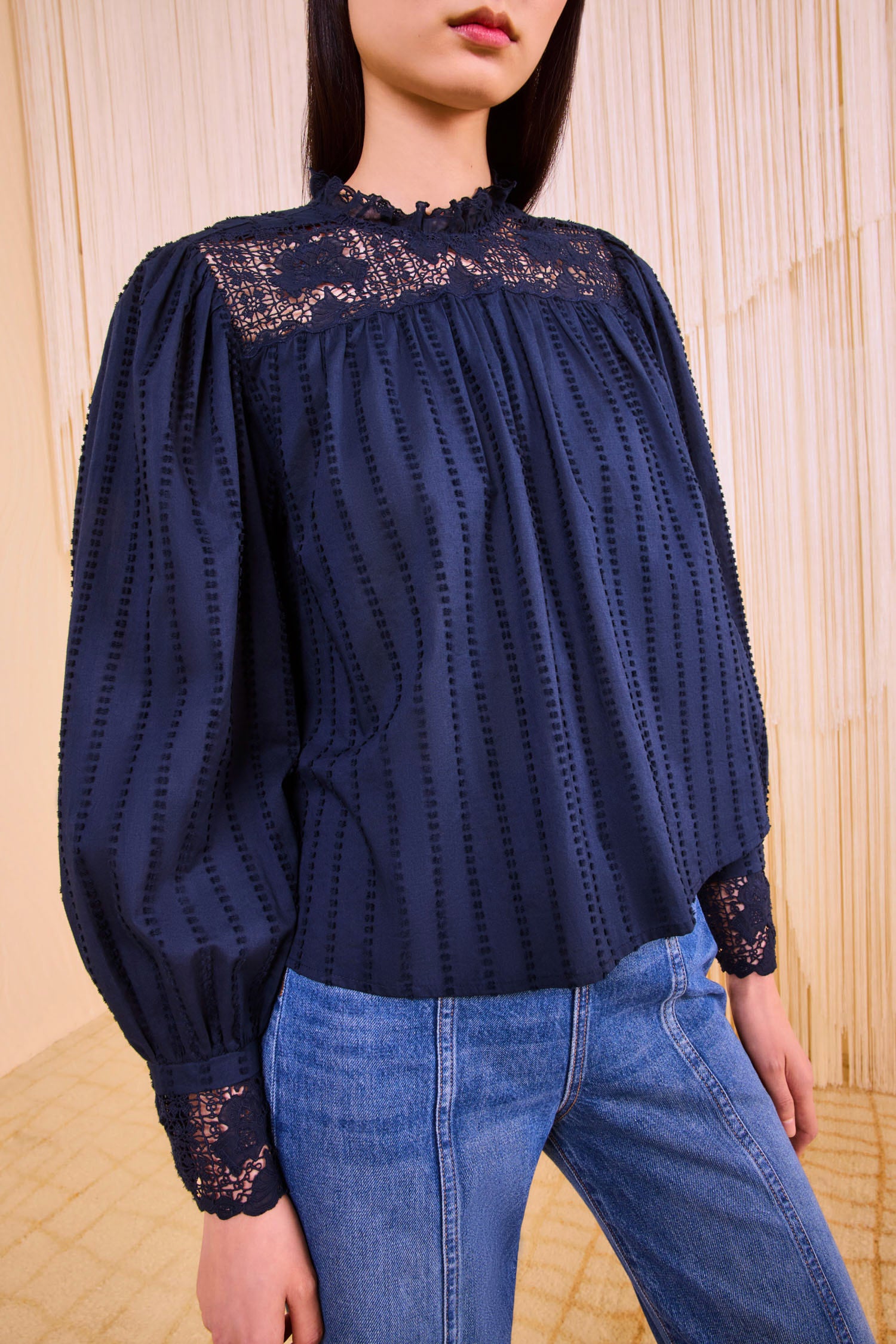 Cornelia Long Sleeve Blouse - Midnight