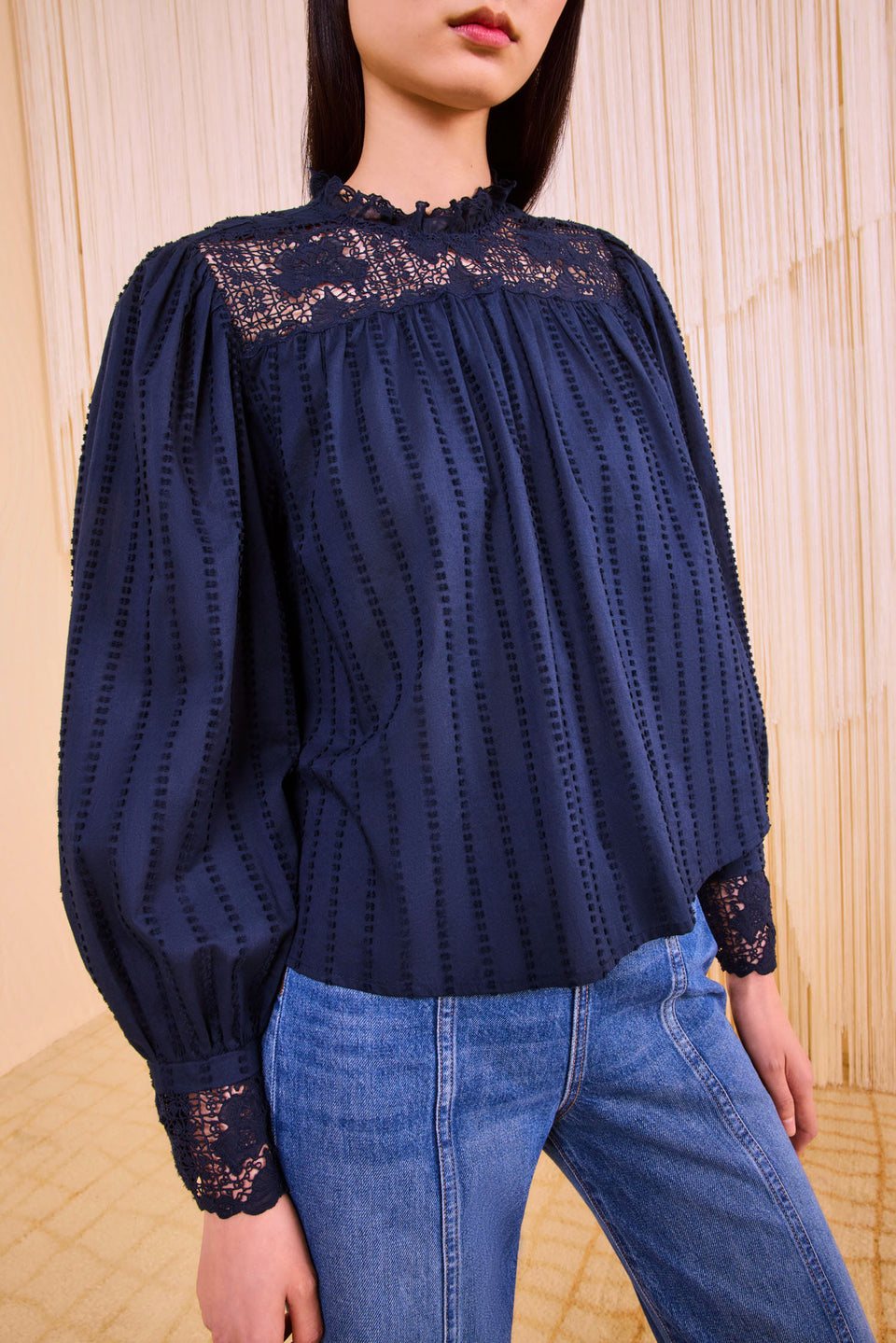 Cornelia Long Sleeve Blouse - Midnight
