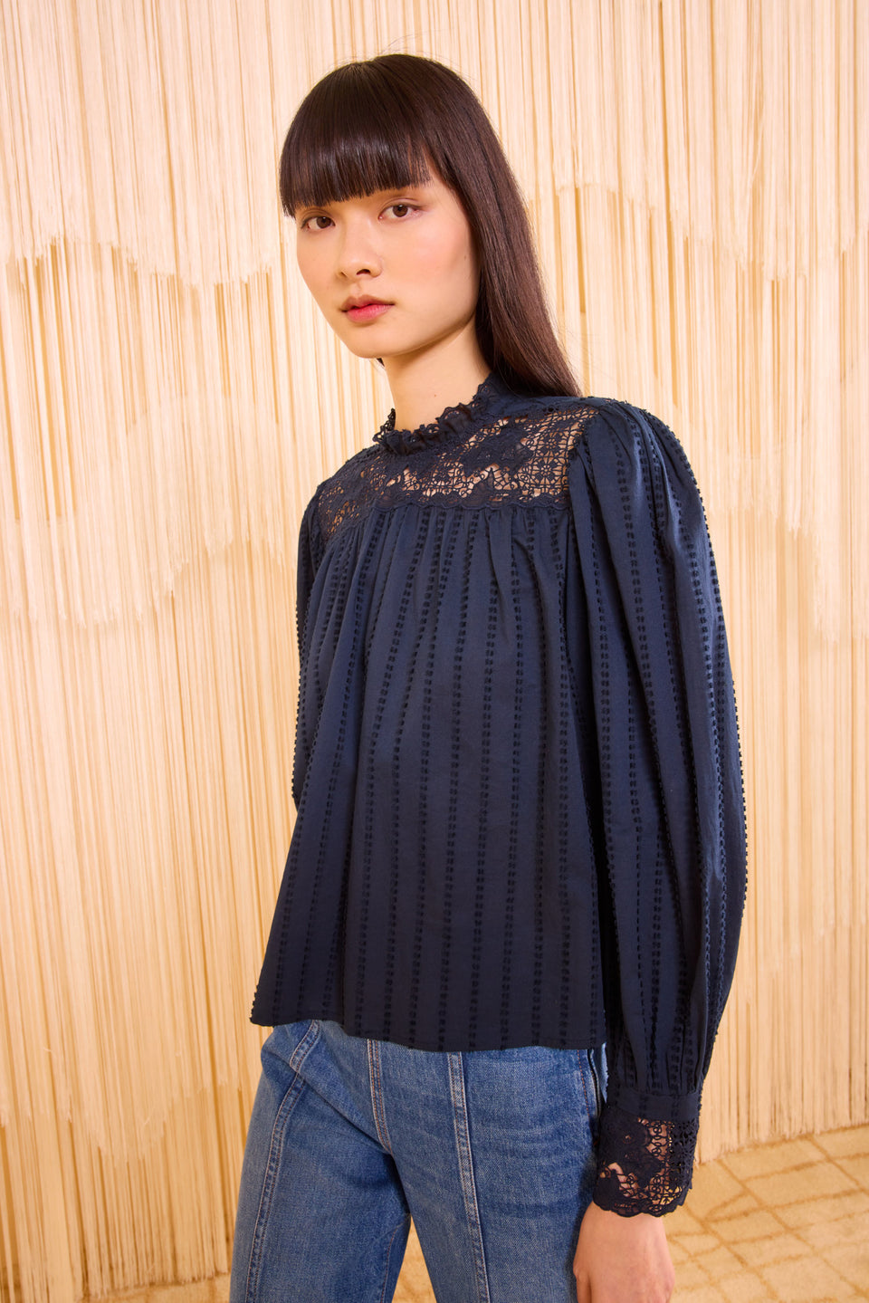 Cornelia Long Sleeve Blouse - Midnight