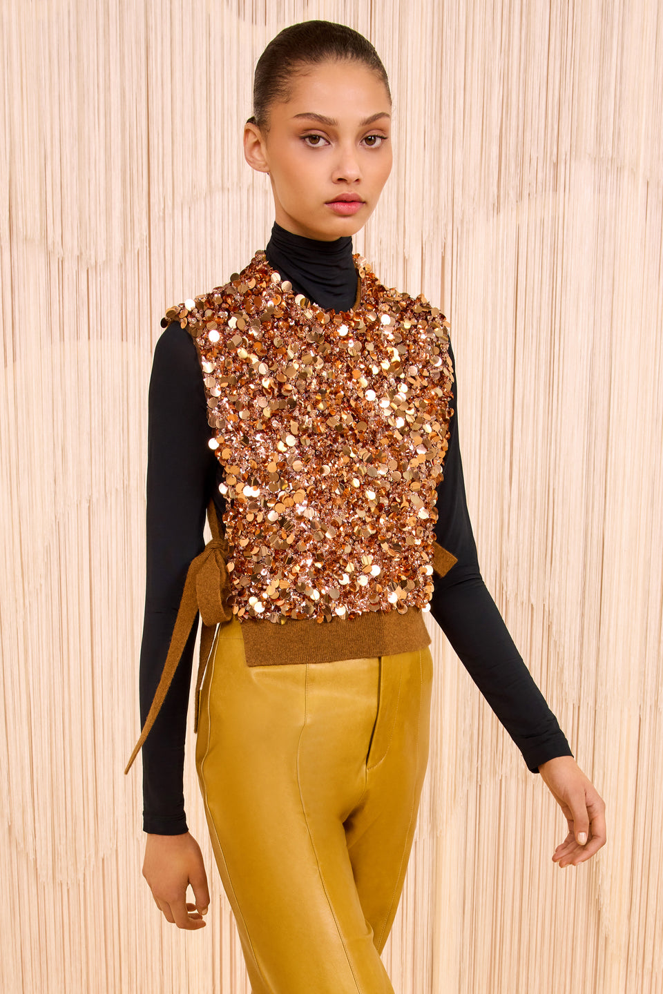 Cosima Embroidered Cashmere Vest - Umber