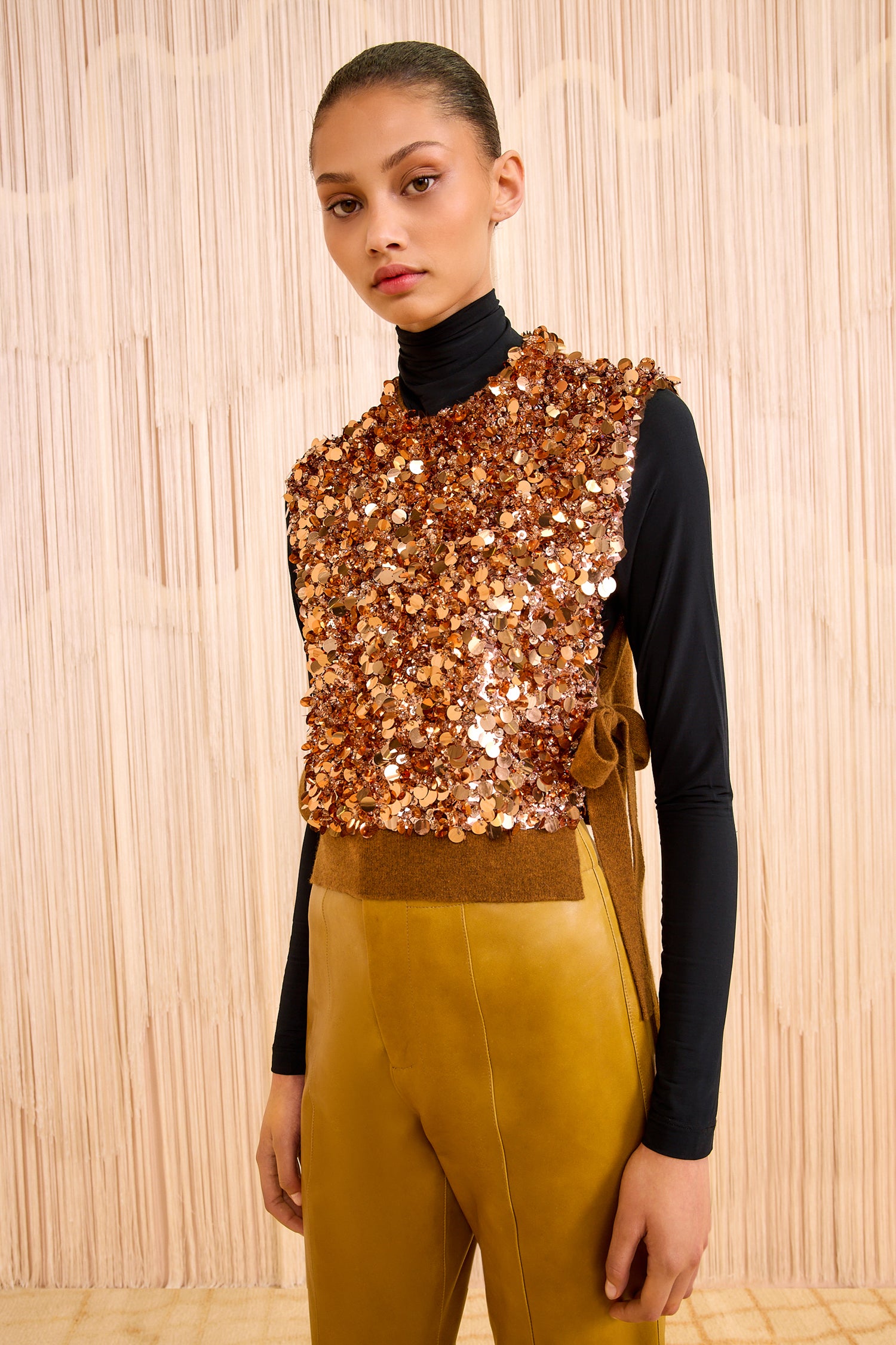 Cosima Embroidered Cashmere Vest - Umber