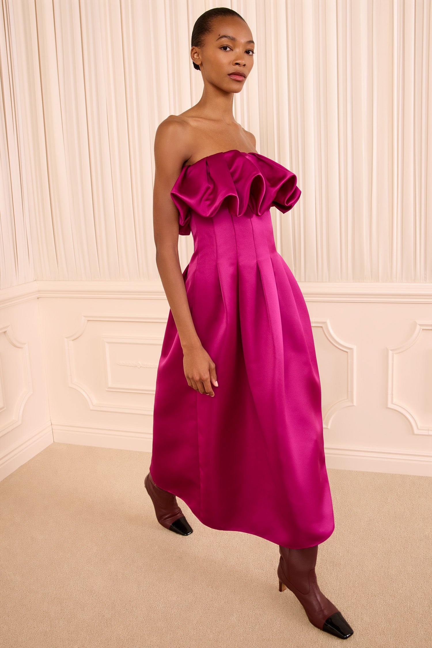 Ulla Johnson Cosima Strapless Satin Dress - Orchid