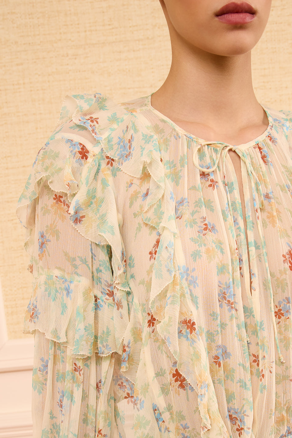 Delfina LS Silk Blouse - Moon Petal