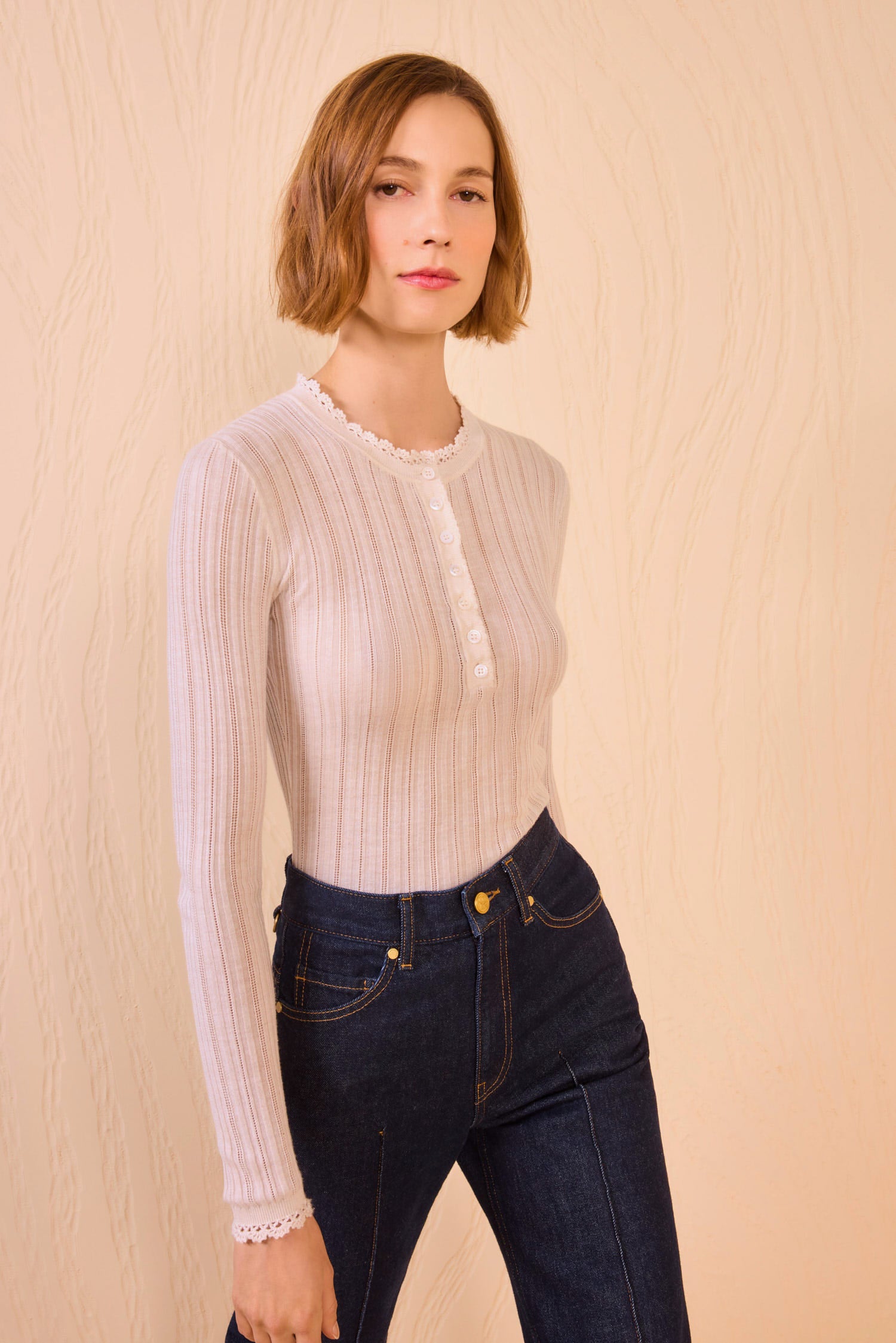 Delia Long Sleeve Henley Knit Top - Slate