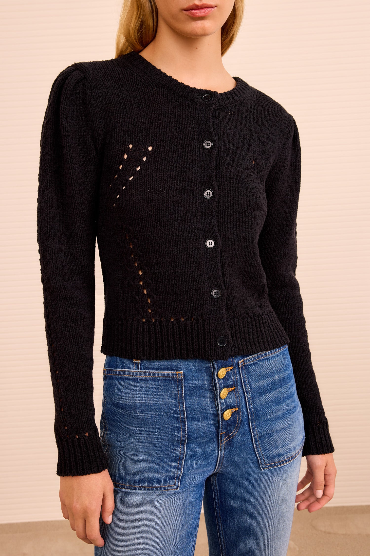 Delphina Long Sleeve Cardigan - Noir