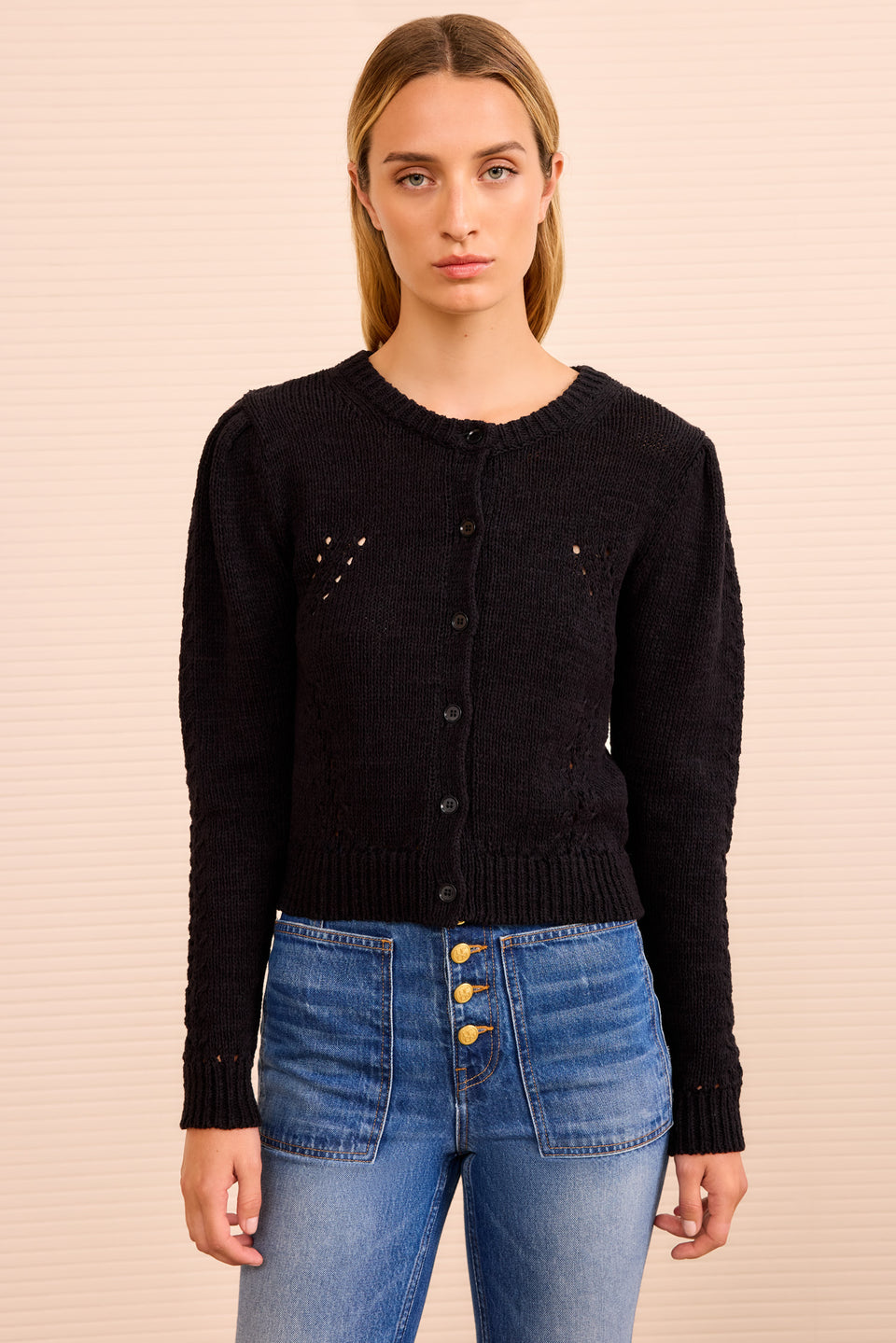 Delphina Long Sleeve Cardigan - Noir