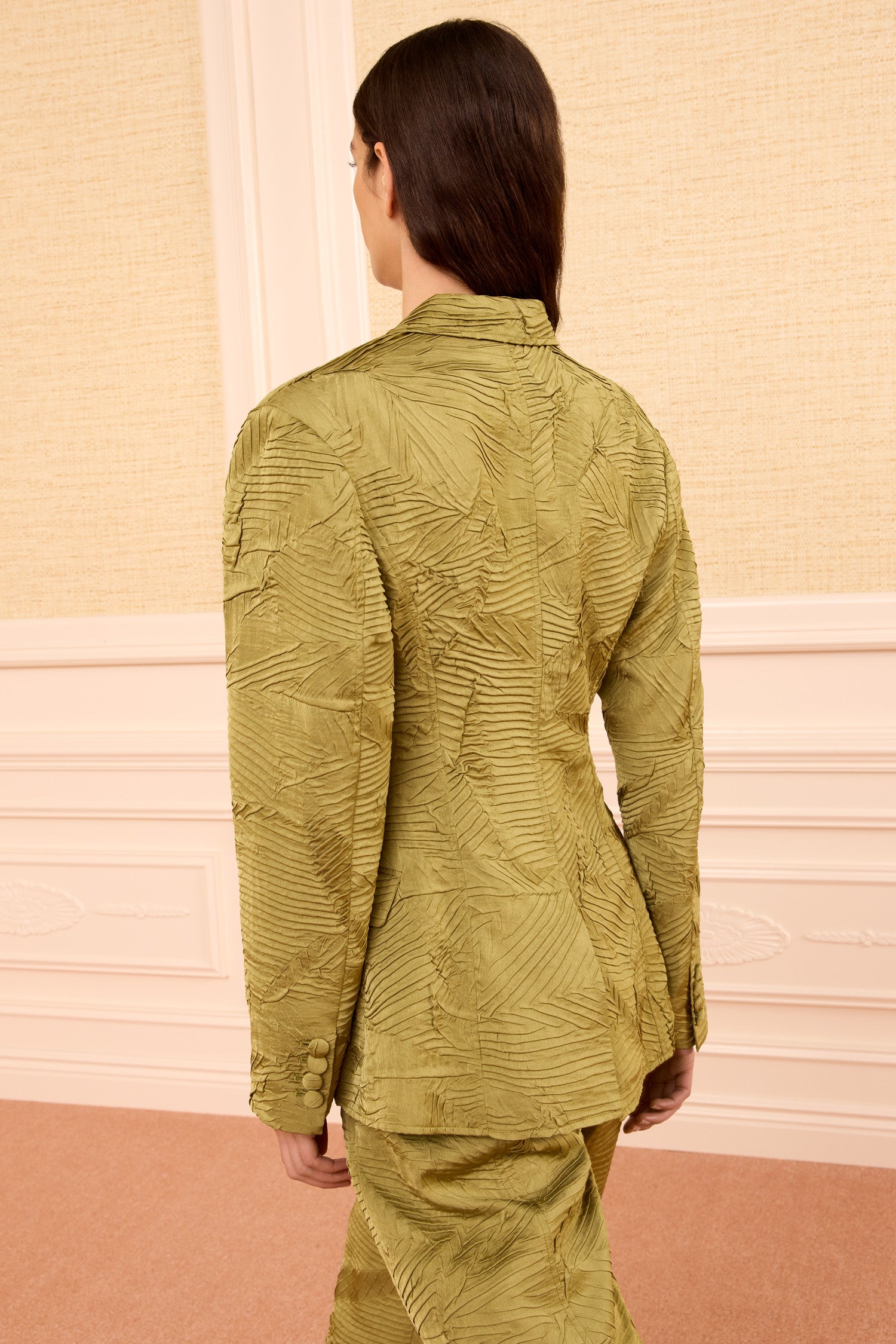Ulla Johnson Dhemi Satin Blazer - Moss Gold