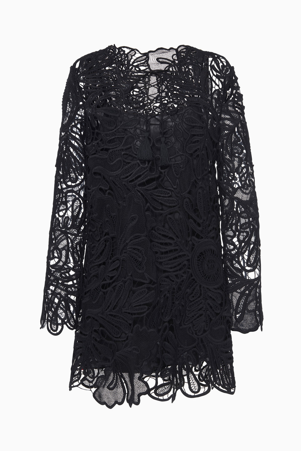 Dita Corded Lace Mini Dress - Noir