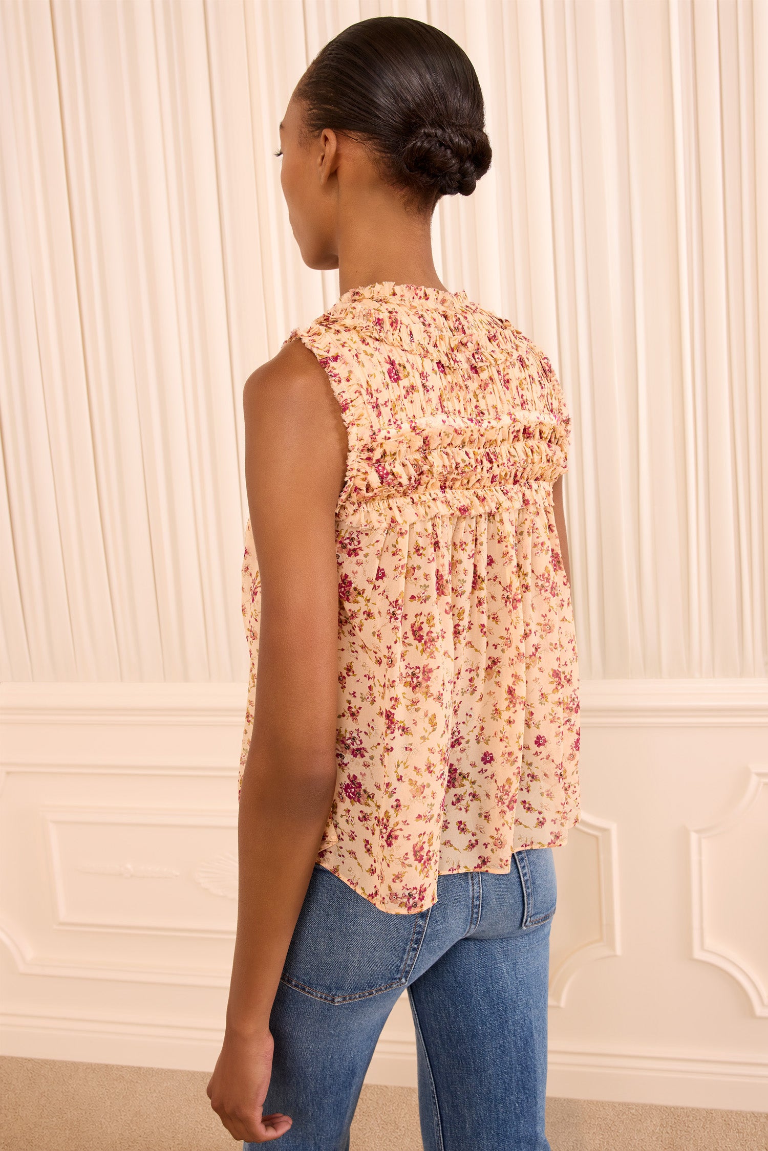 Ulla Johnson Effie Sleeveless Silk Top - Blush Mille Fleur