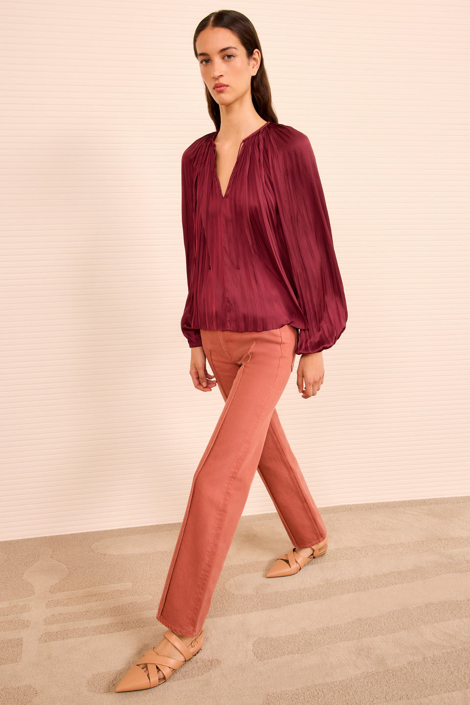 Electra Long Sleeve Blouse - Claret