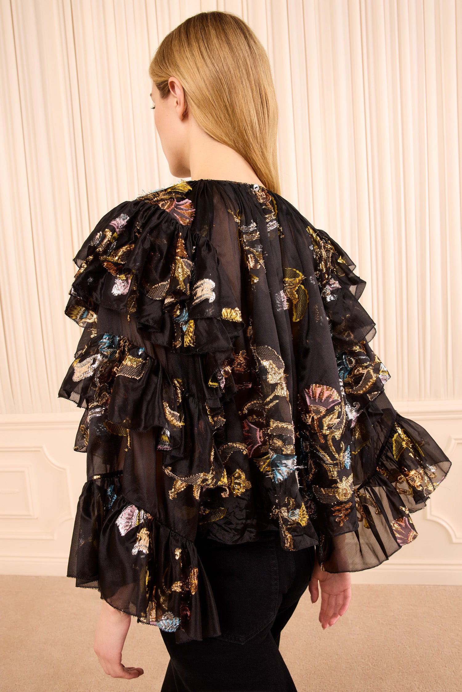 Elice Ruffled Silk Blouse - Raven