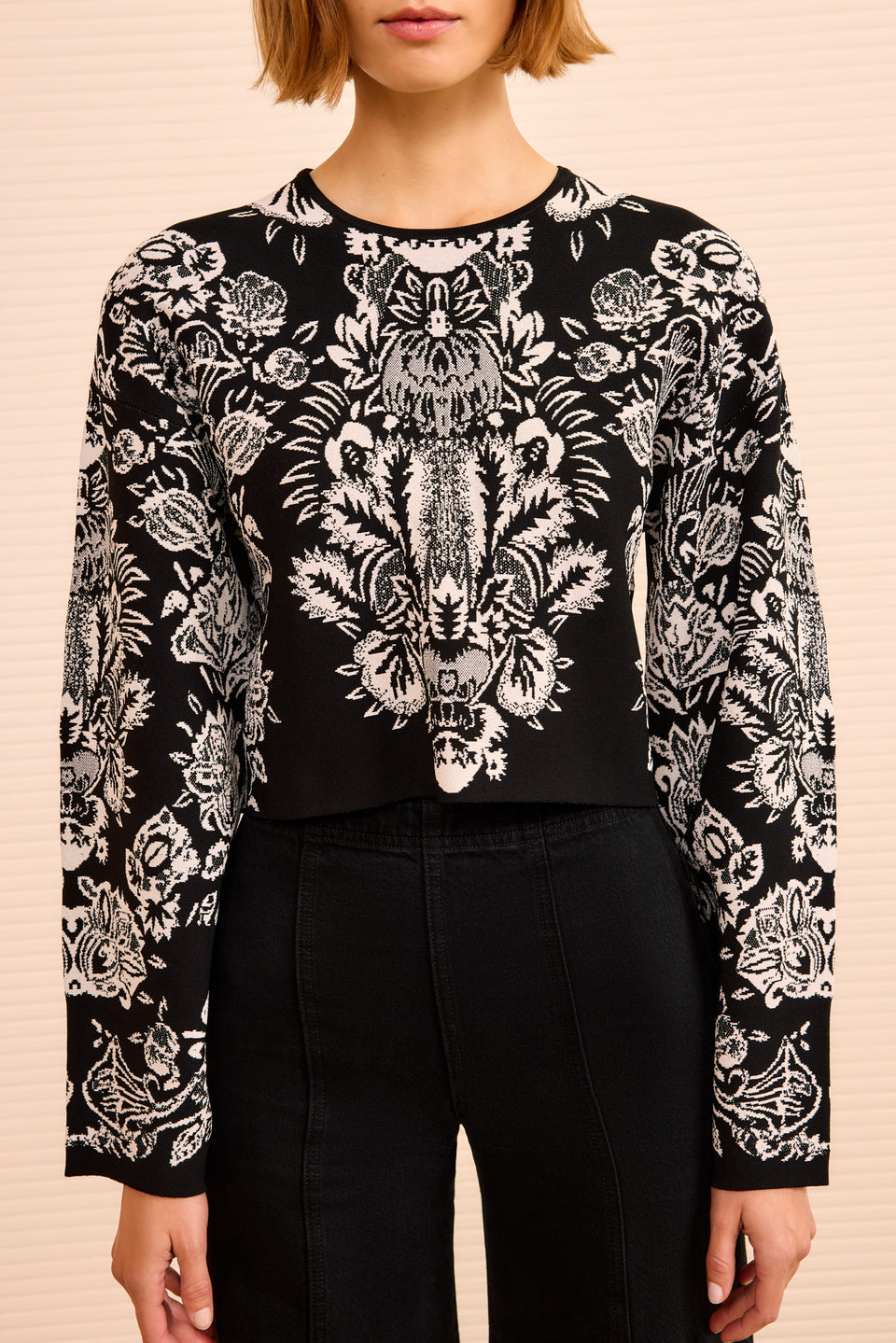 Elisa LS Jacquard Pullover - Noir