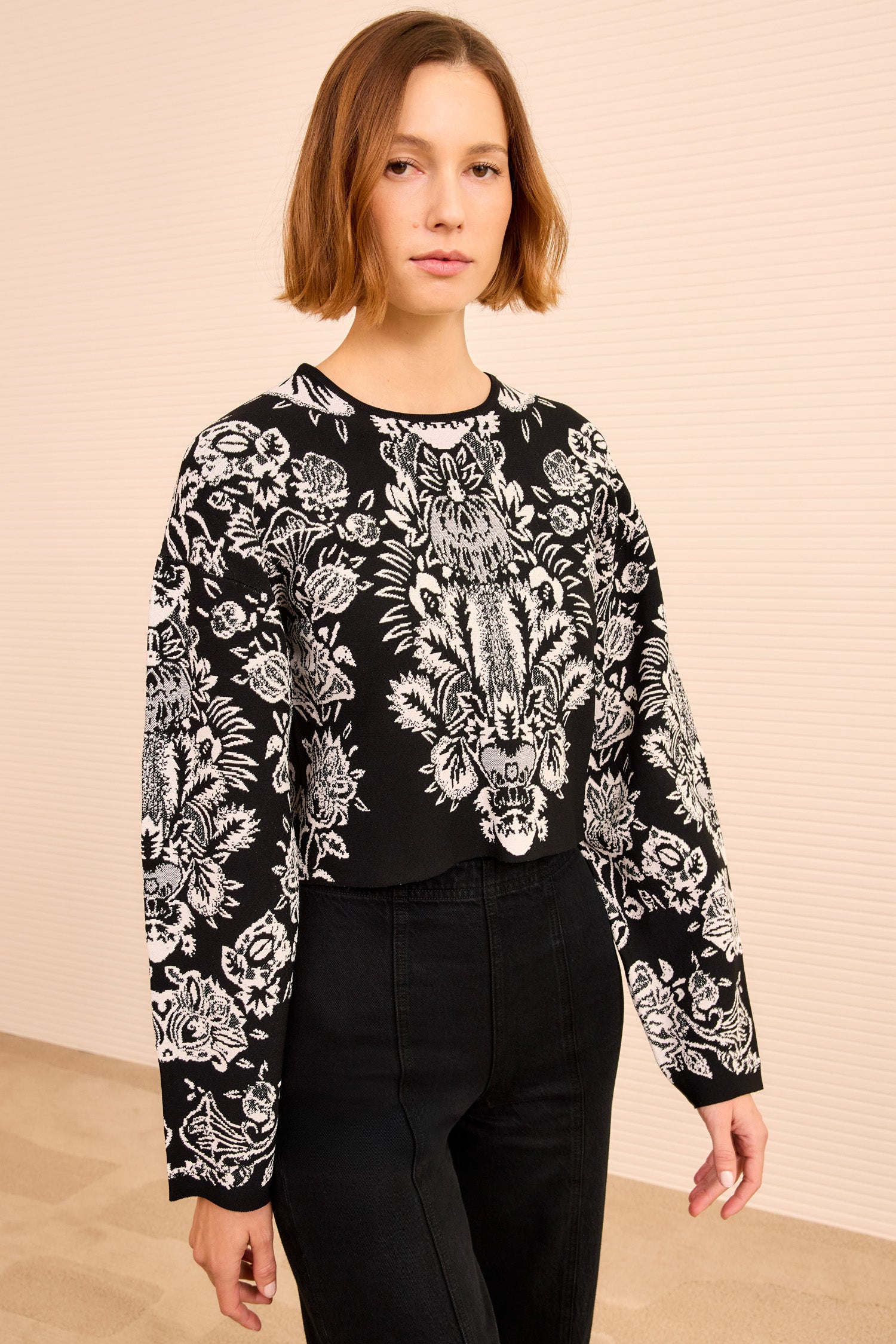 Elisa LS Jacquard Pullover - Noir