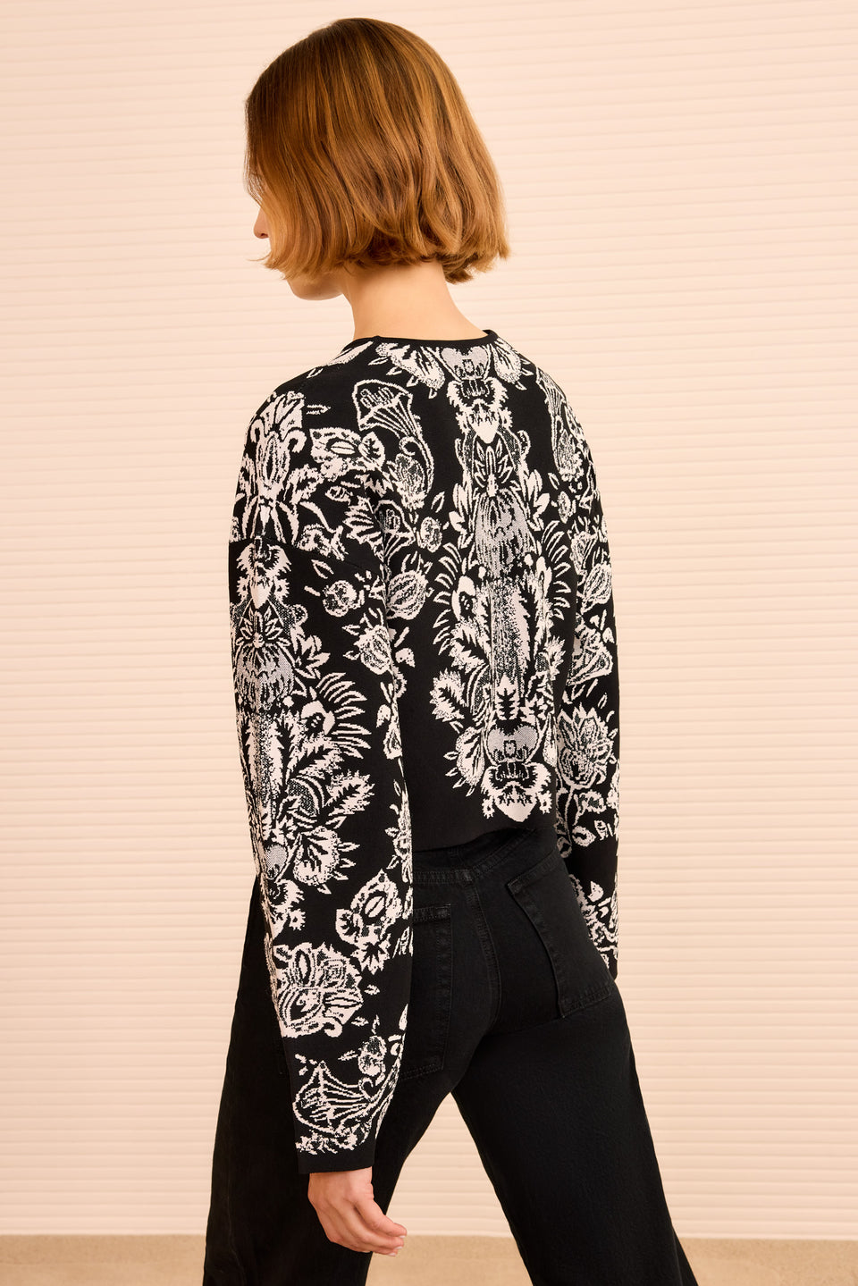 Elisa LS Jacquard Pullover - Noir