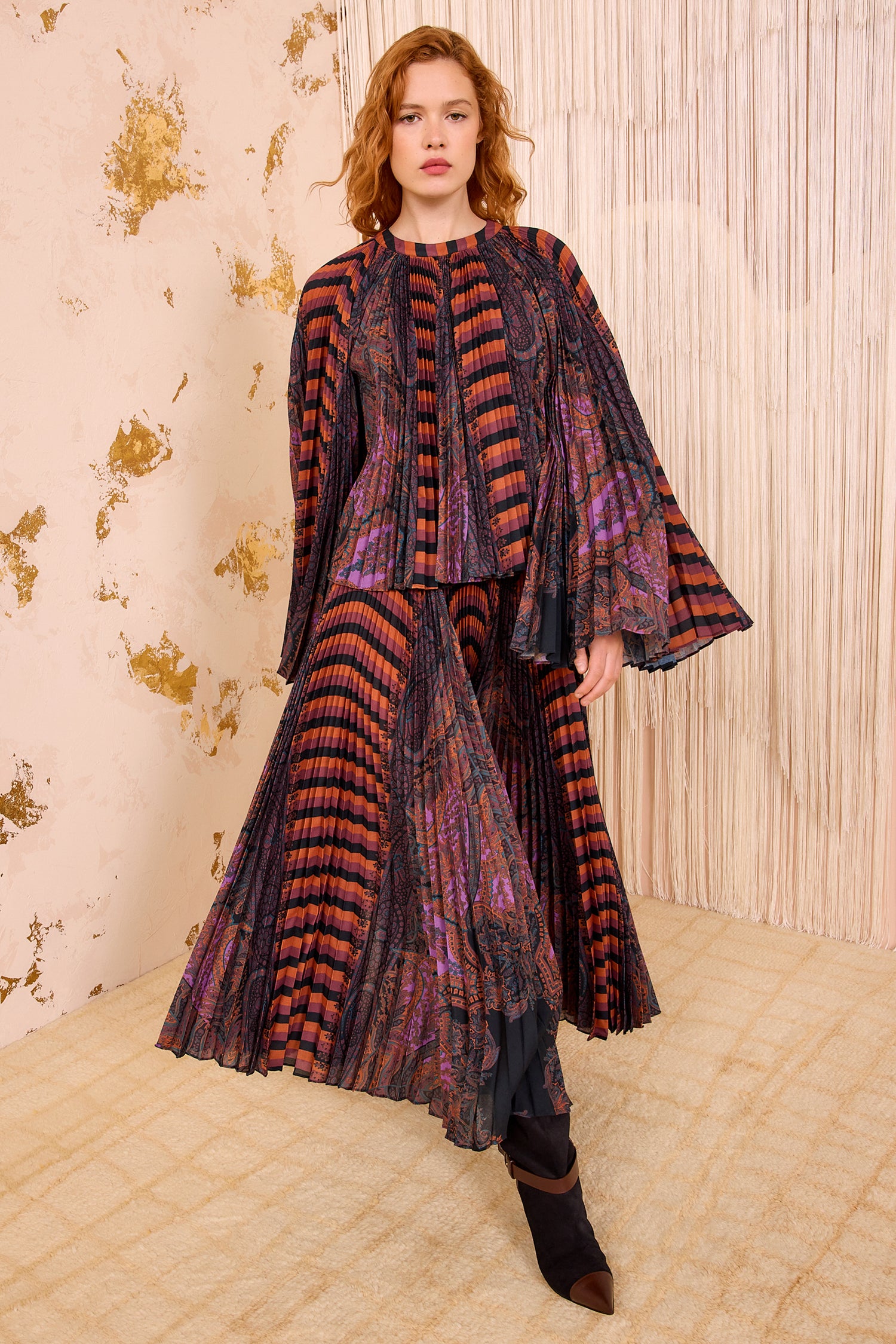 Ella Pleated Bell Sleeve Blouse - Amethyst
