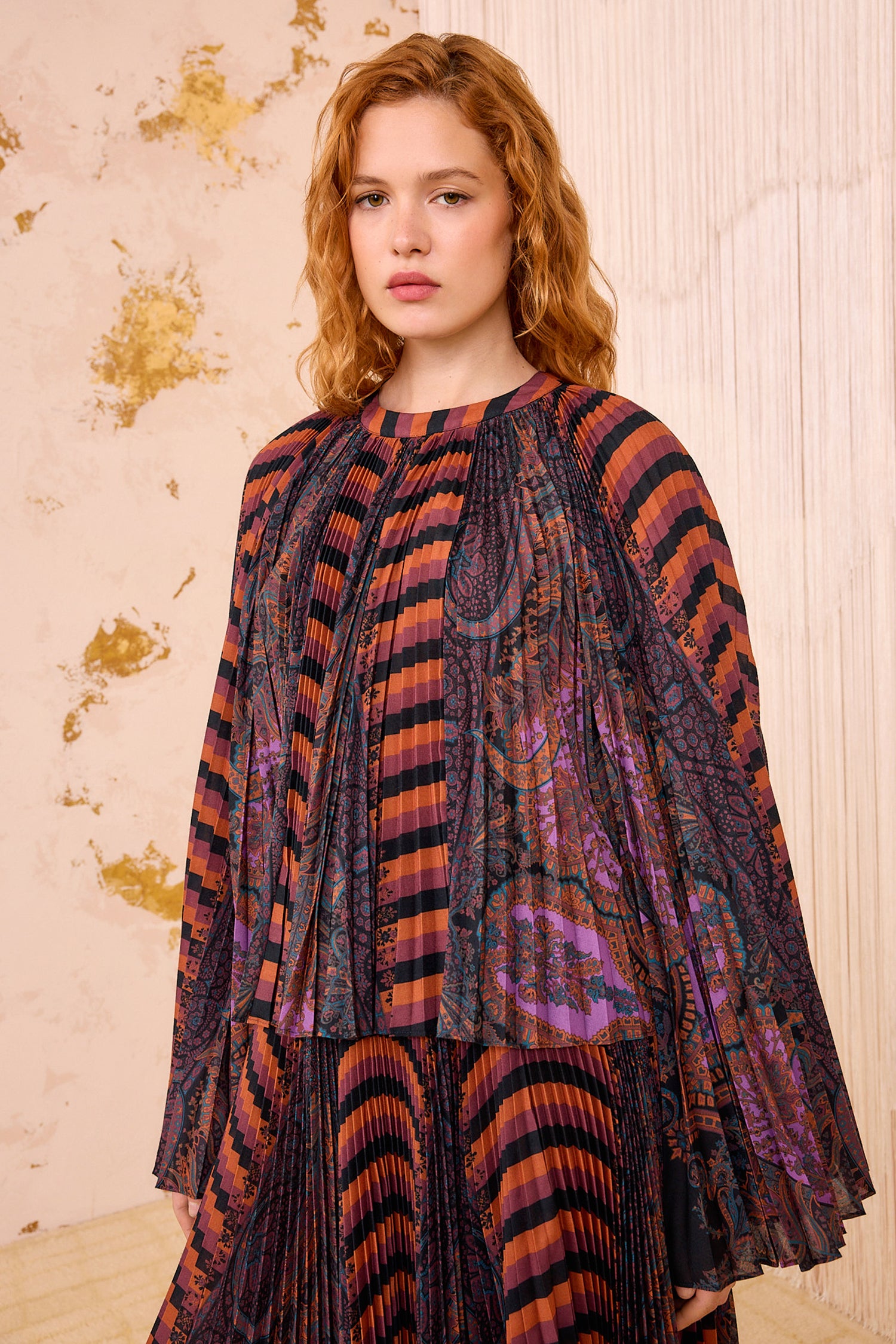 Ella Pleated Bell Sleeve Blouse - Amethyst