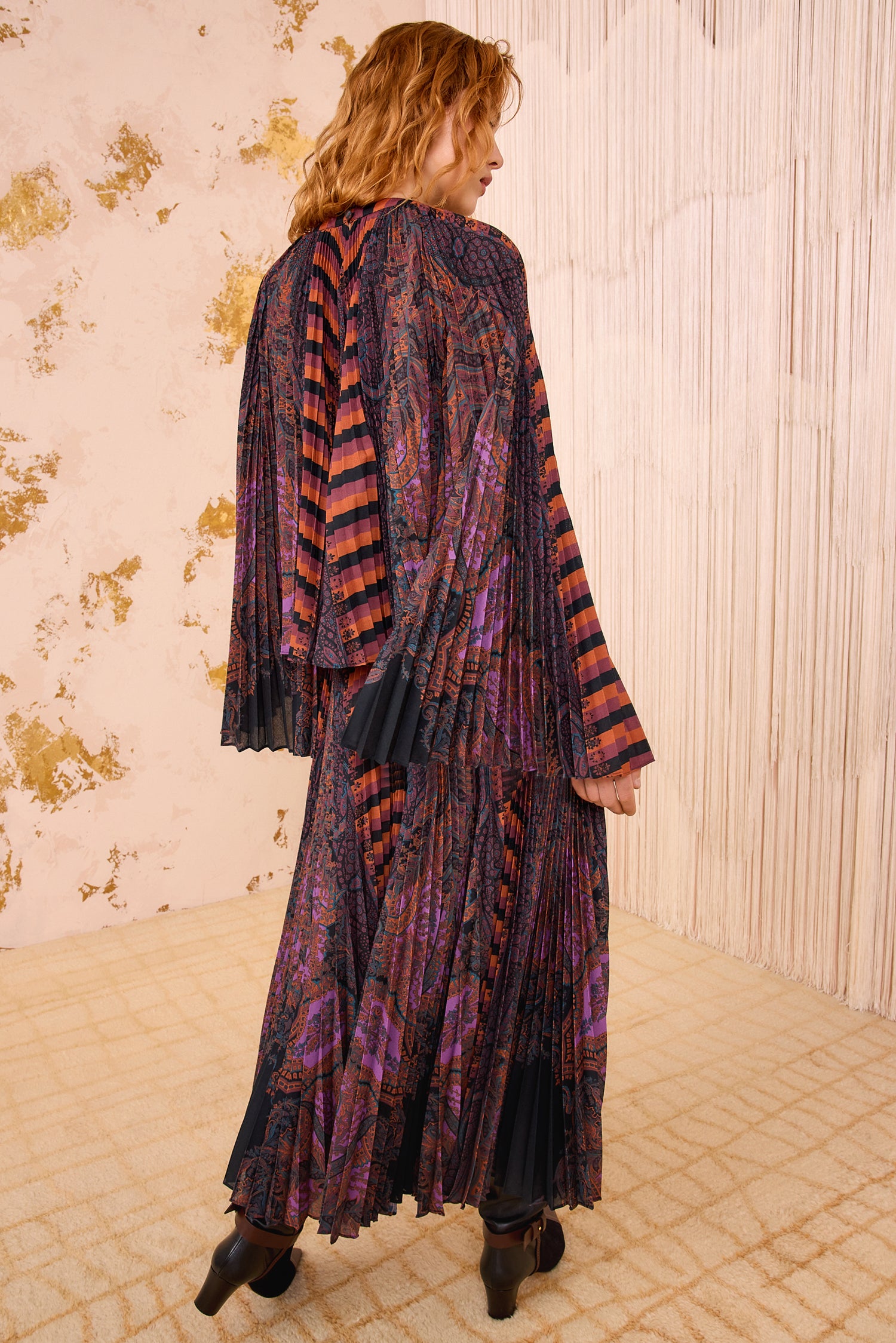 Ella Pleated Bell Sleeve Blouse - Amethyst