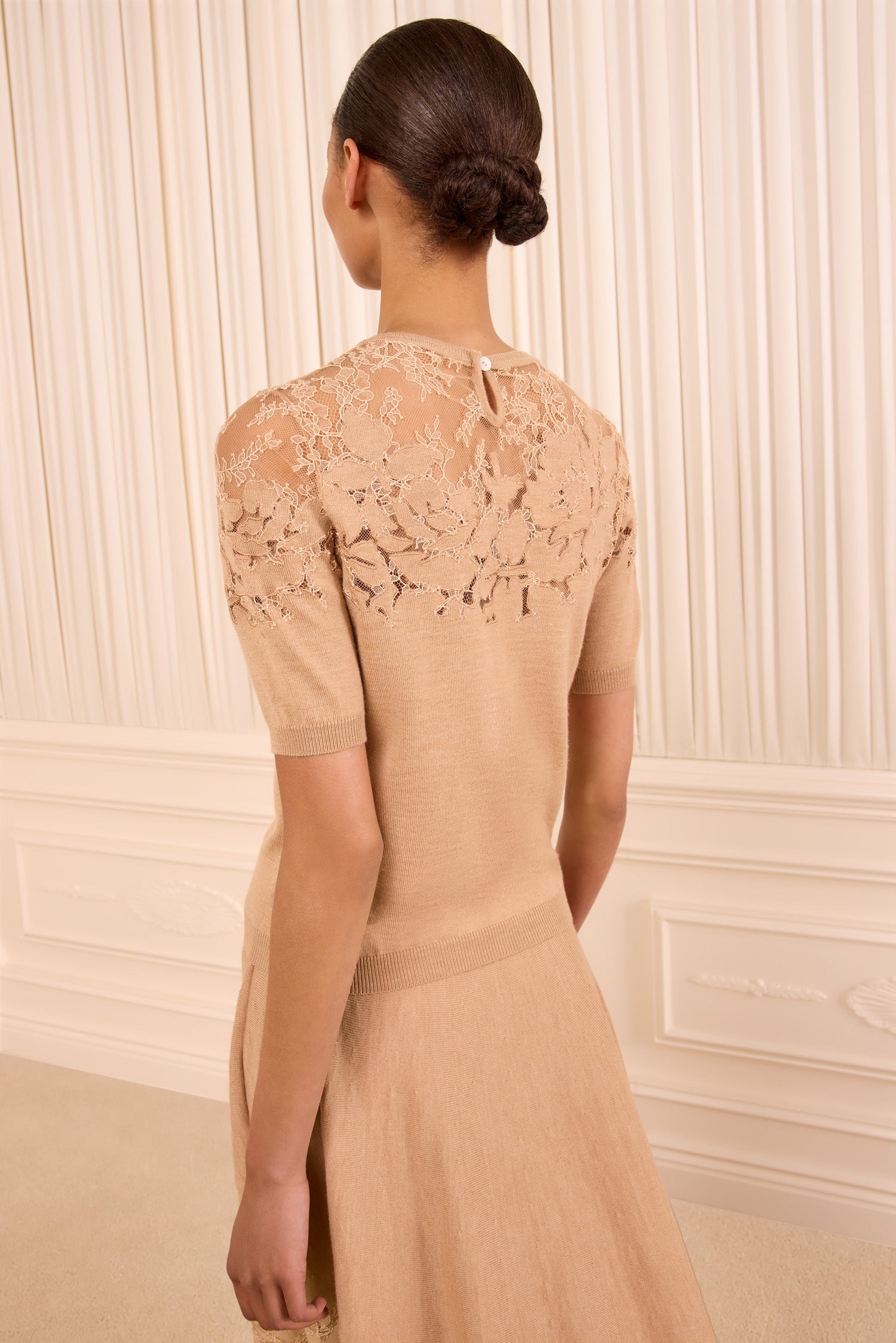 Ulla Johnson Ella Short Sleeve Lace Top - Almond