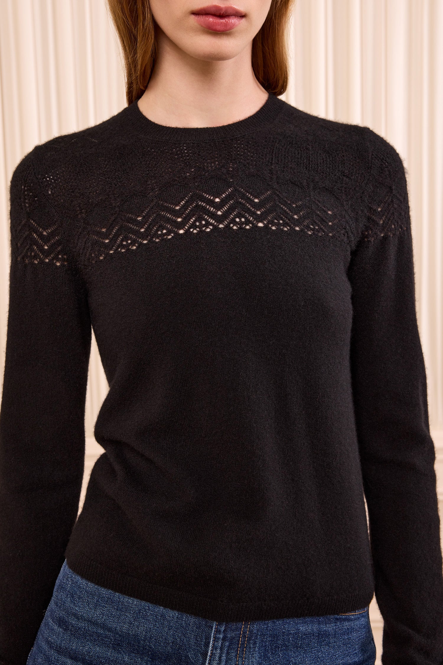 Emelie Long Sleeve Cashmere Top - Noir
