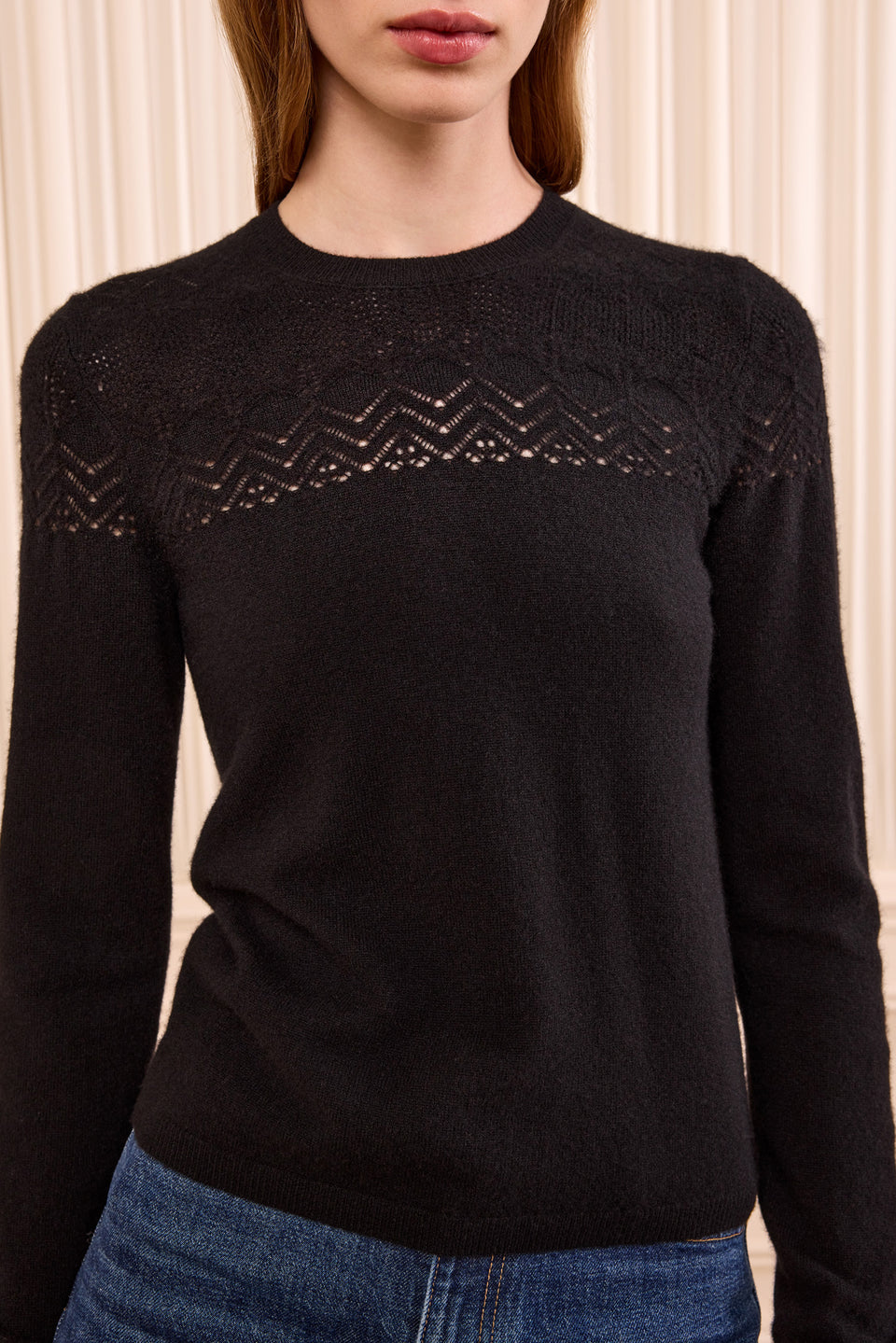 Emelie Long Sleeve Cashmere Top - Noir