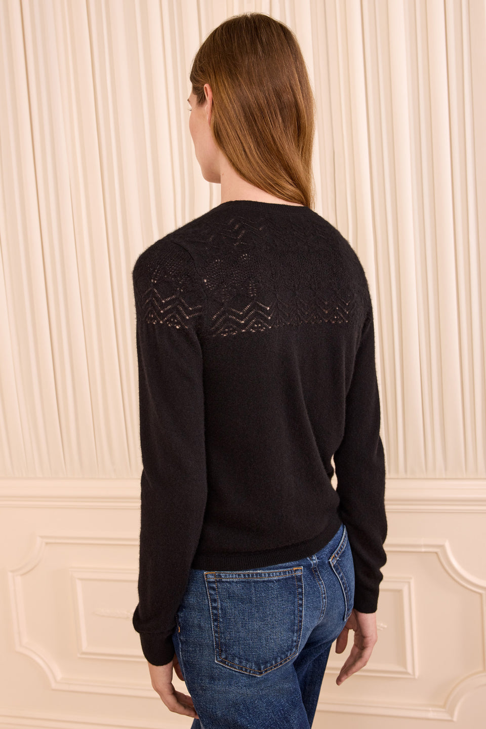 Emelie Long Sleeve Cashmere Top - Noir