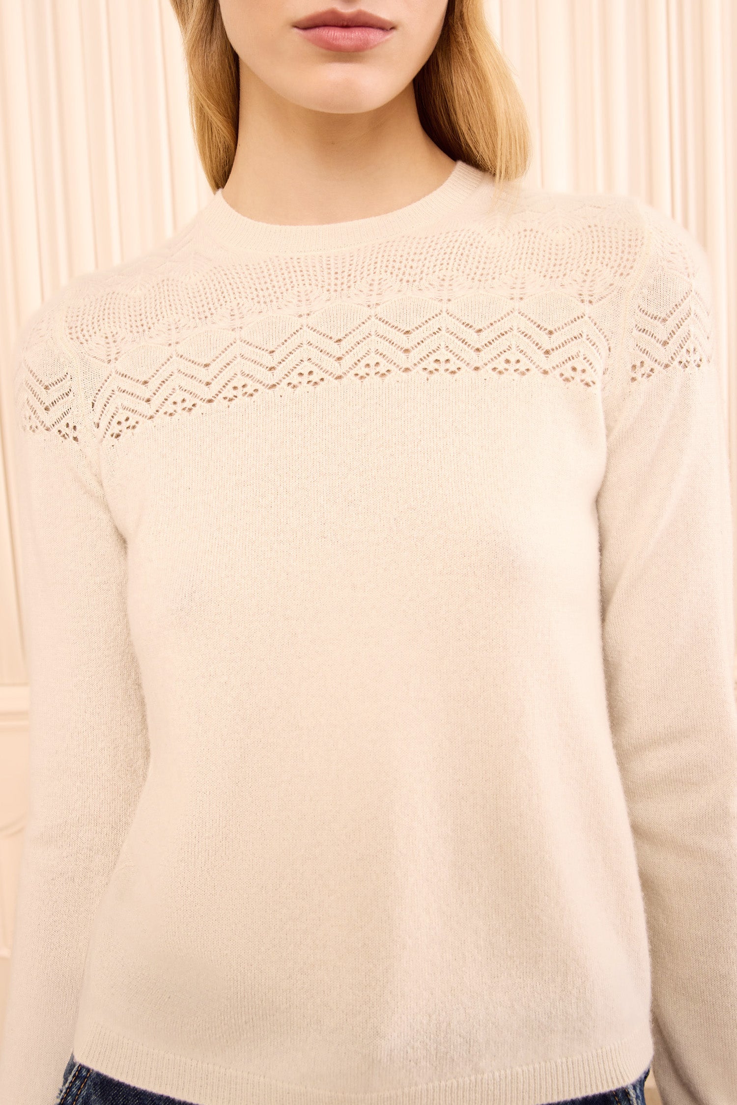 Emelie Long Sleeve Cashmere Top - Pearl