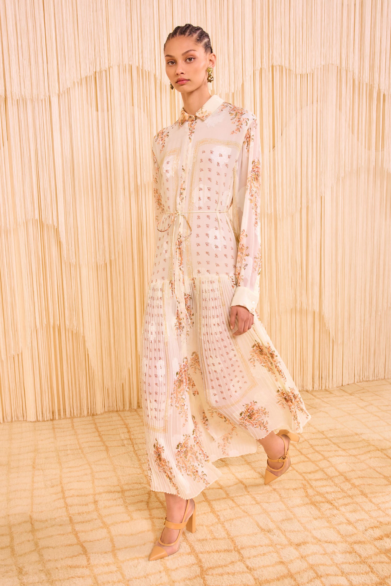 Ulla Johnson Emilie Drop Waist Long Sleeve Shirt Dress - Alabaster