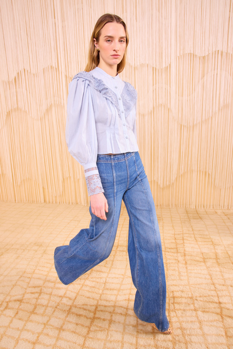 Esther Long Sleeve Blouse - Celeste