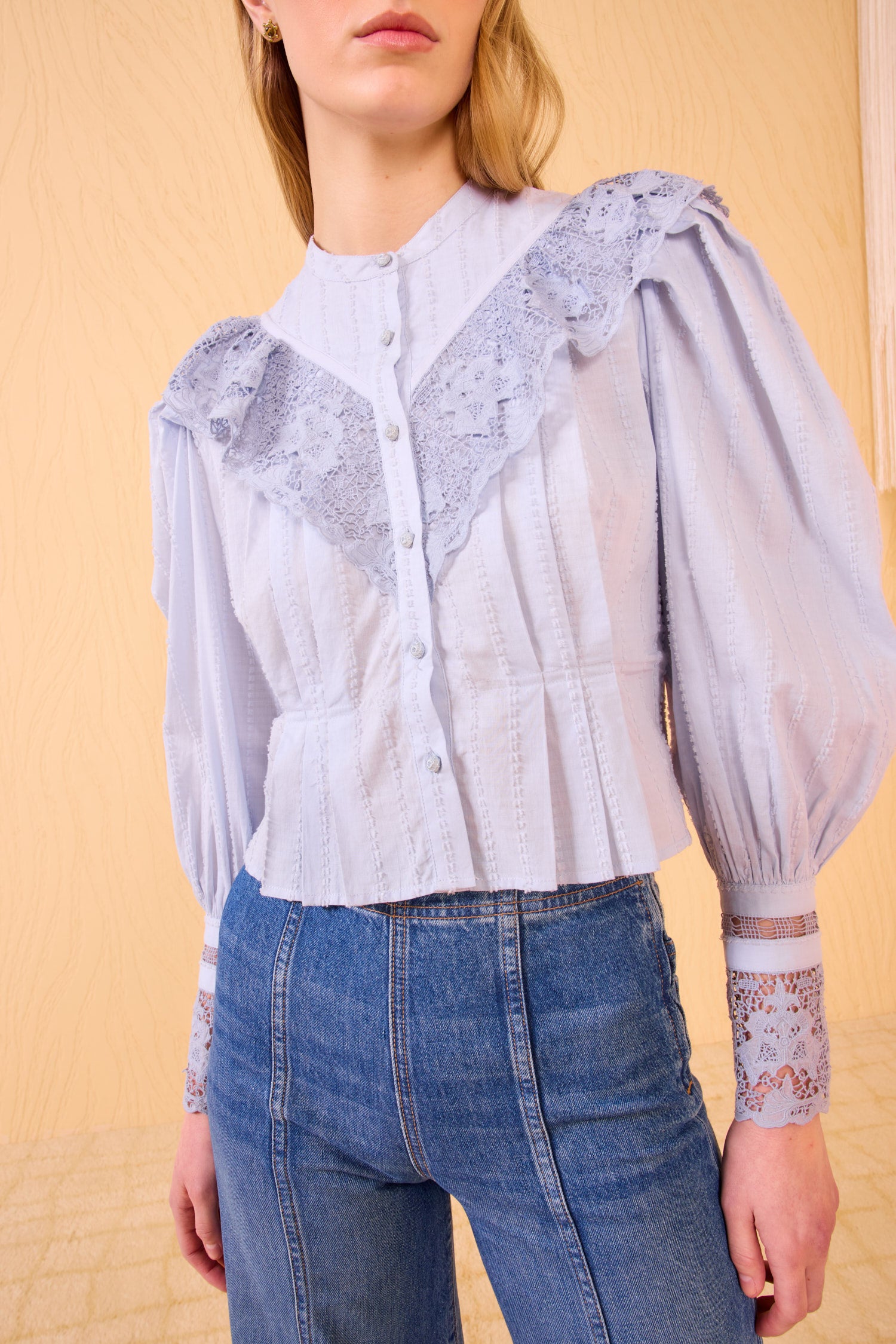 Esther Long Sleeve Blouse - Celeste