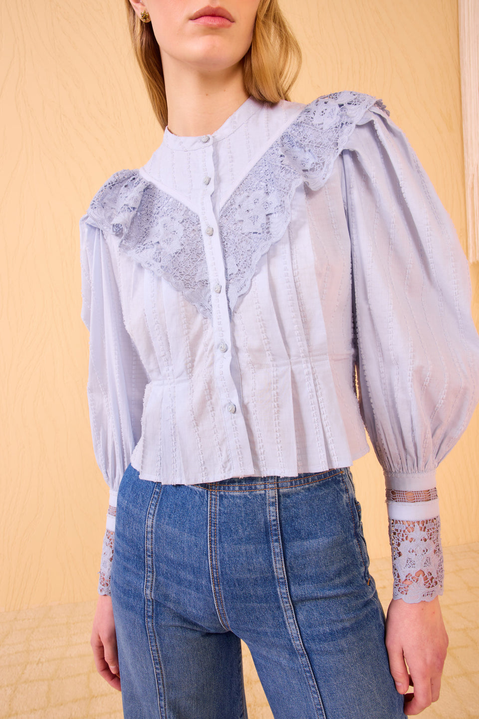 Esther Long Sleeve Blouse - Celeste
