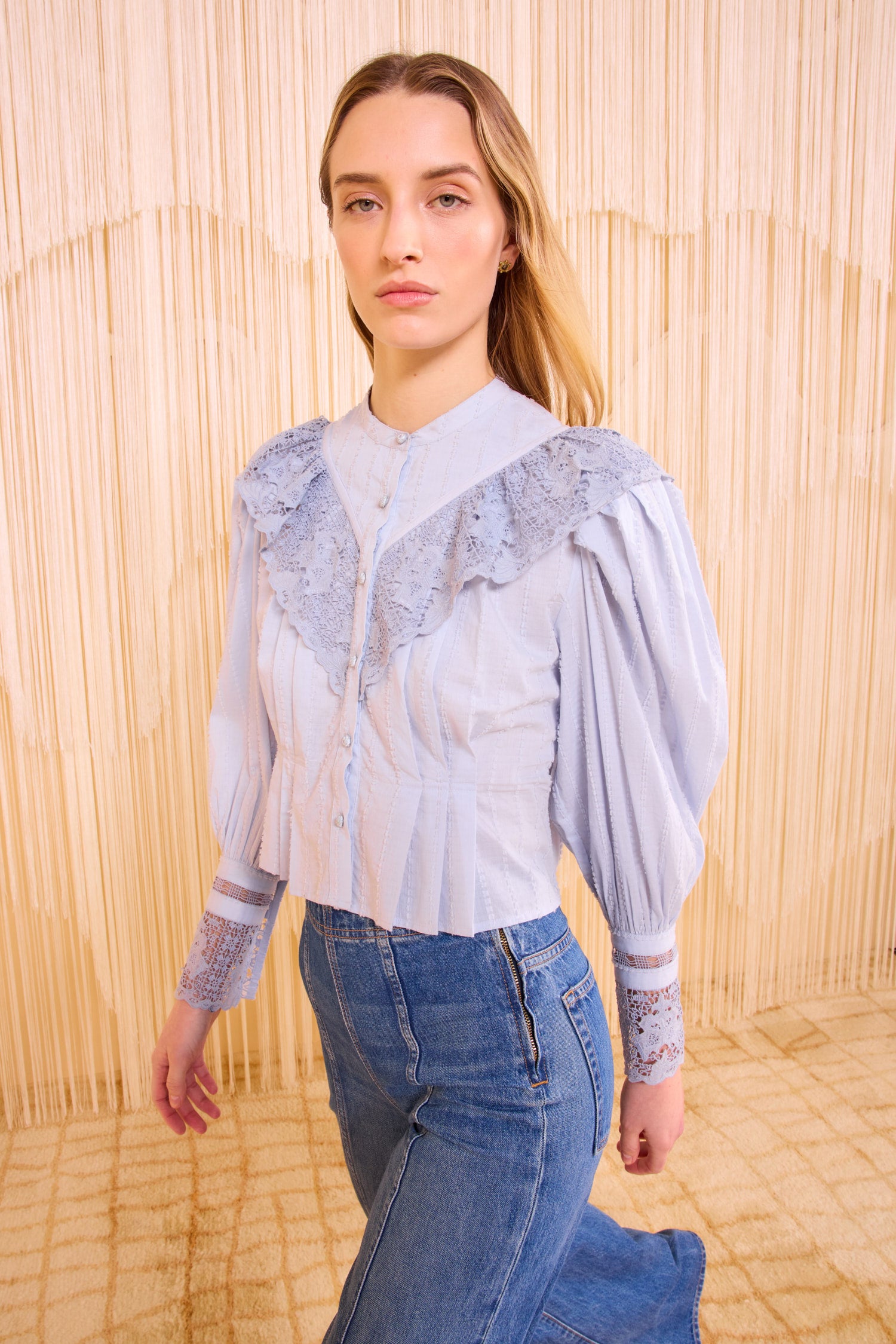Esther Long Sleeve Blouse - Celeste