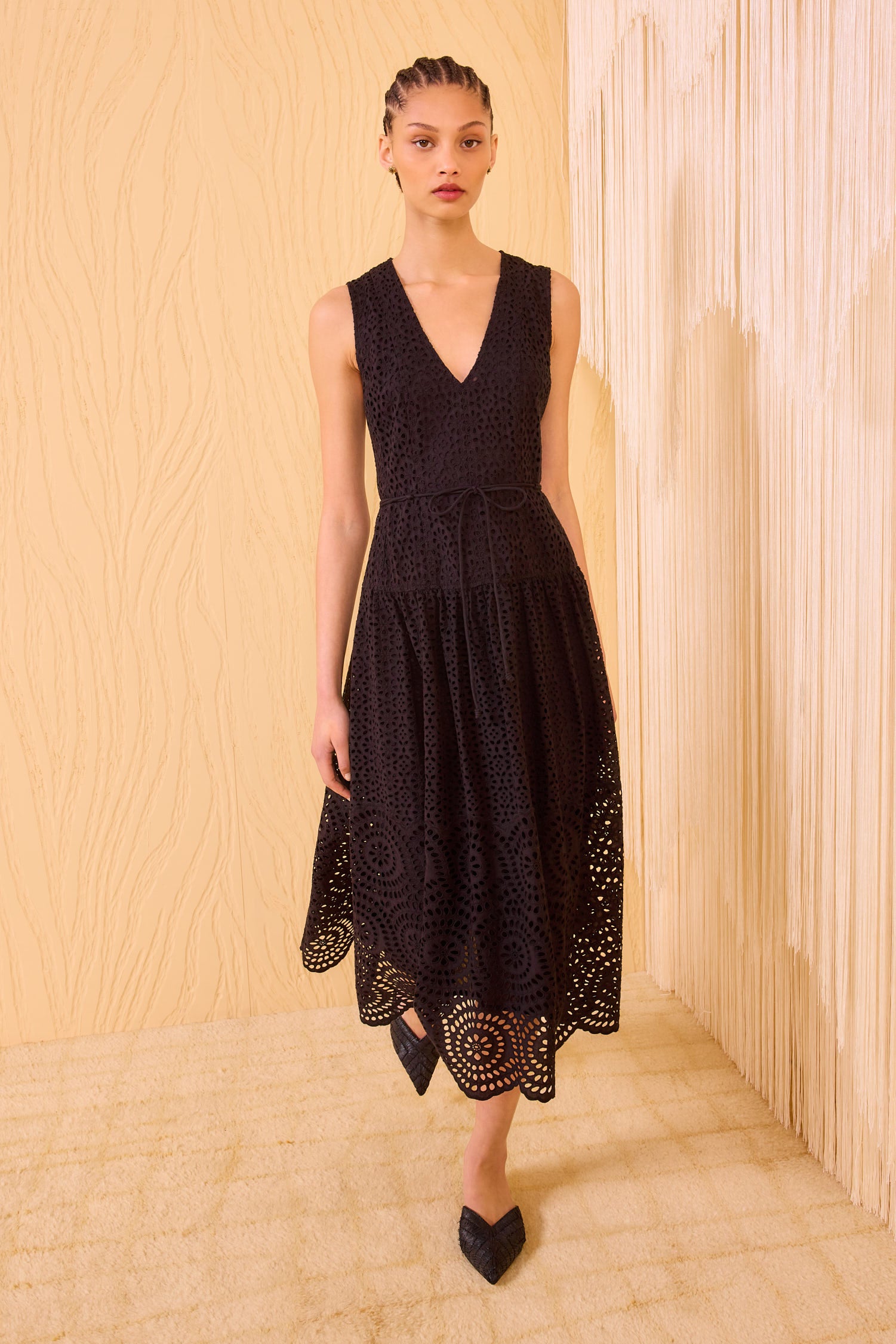 Ulla Johnson Etna Sleeveless Drop Waist Midi Dress - Noir