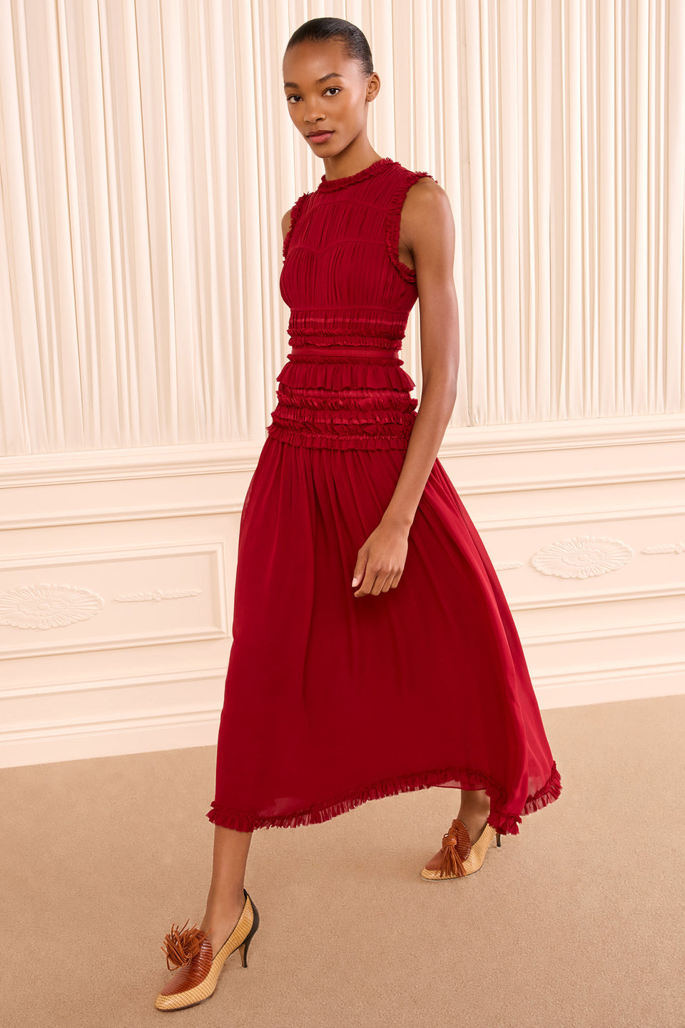 Etta Sleeveless Silk Dress - Cerise