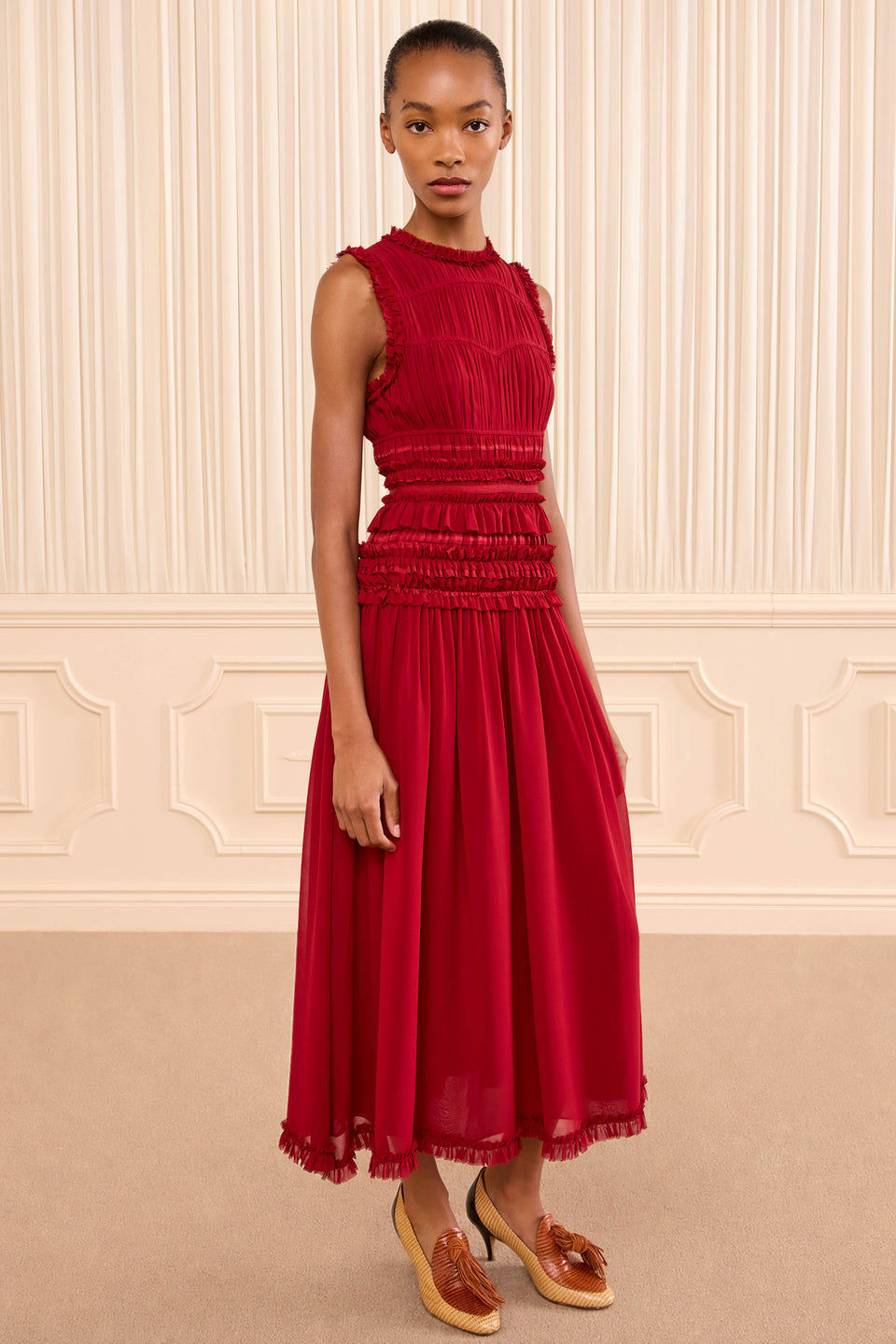 Etta Sleeveless Silk Dress - Cerise