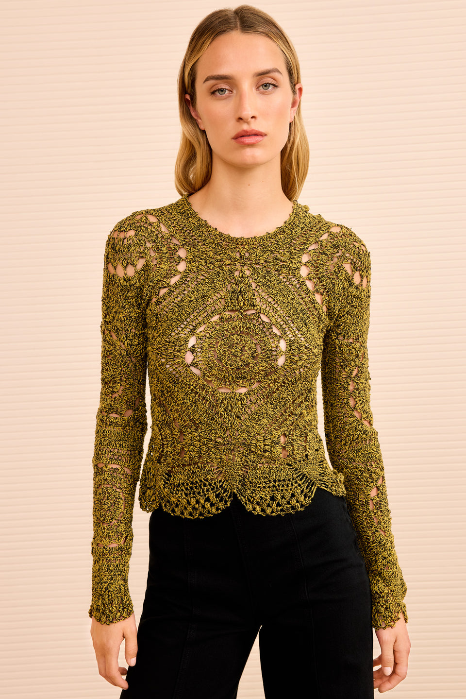 Eugnie Hand Crochet Top - Olive