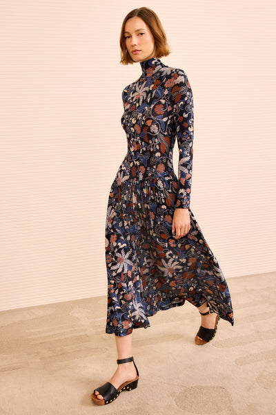 Fernanda Turtleneck Long Sleeve Dress - Moonlight Floral