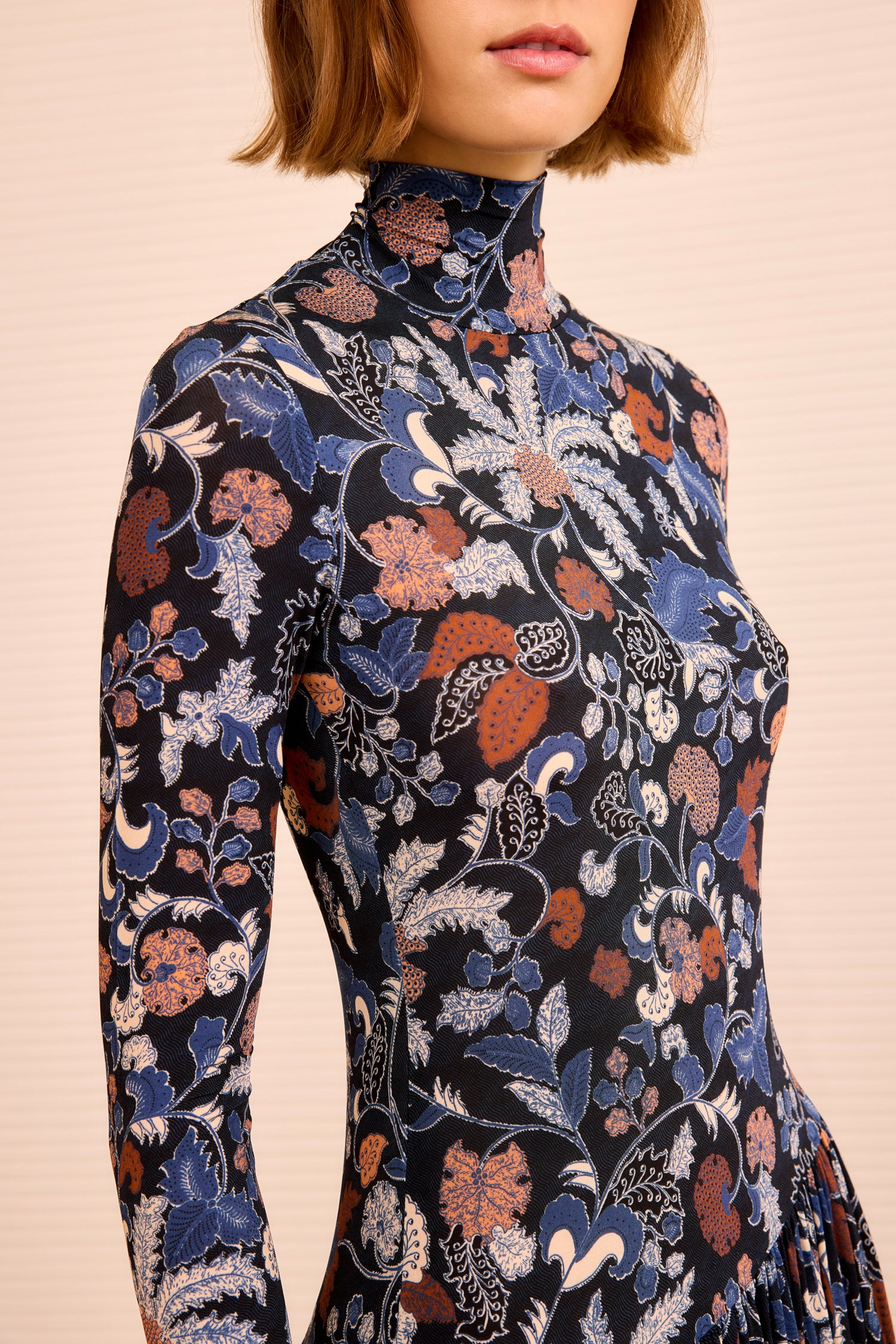 Fernanda Turtleneck Long Sleeve Dress - Moonlight Floral