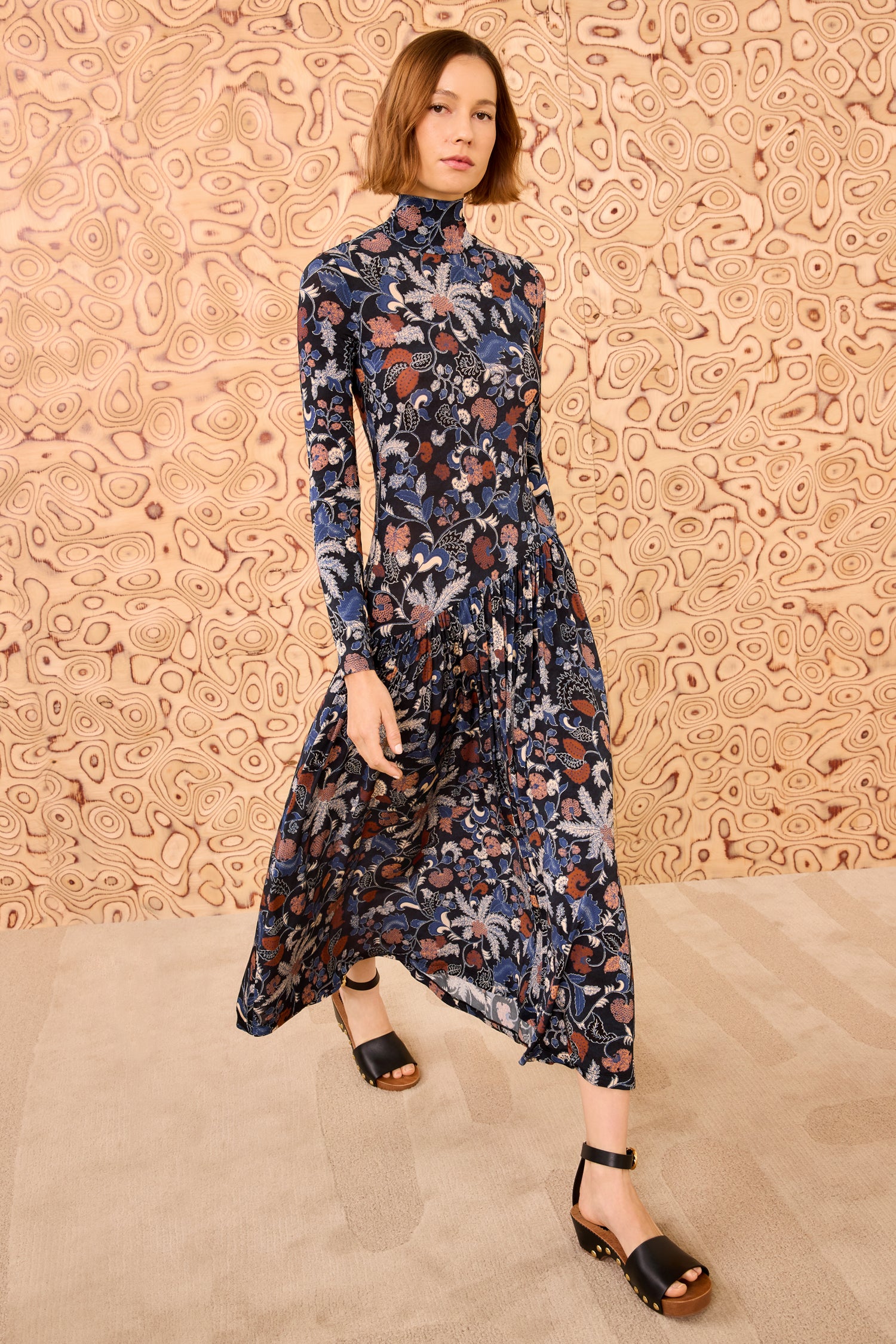 Fernanda Turtleneck Long Sleeve Dress - Moonlight Floral