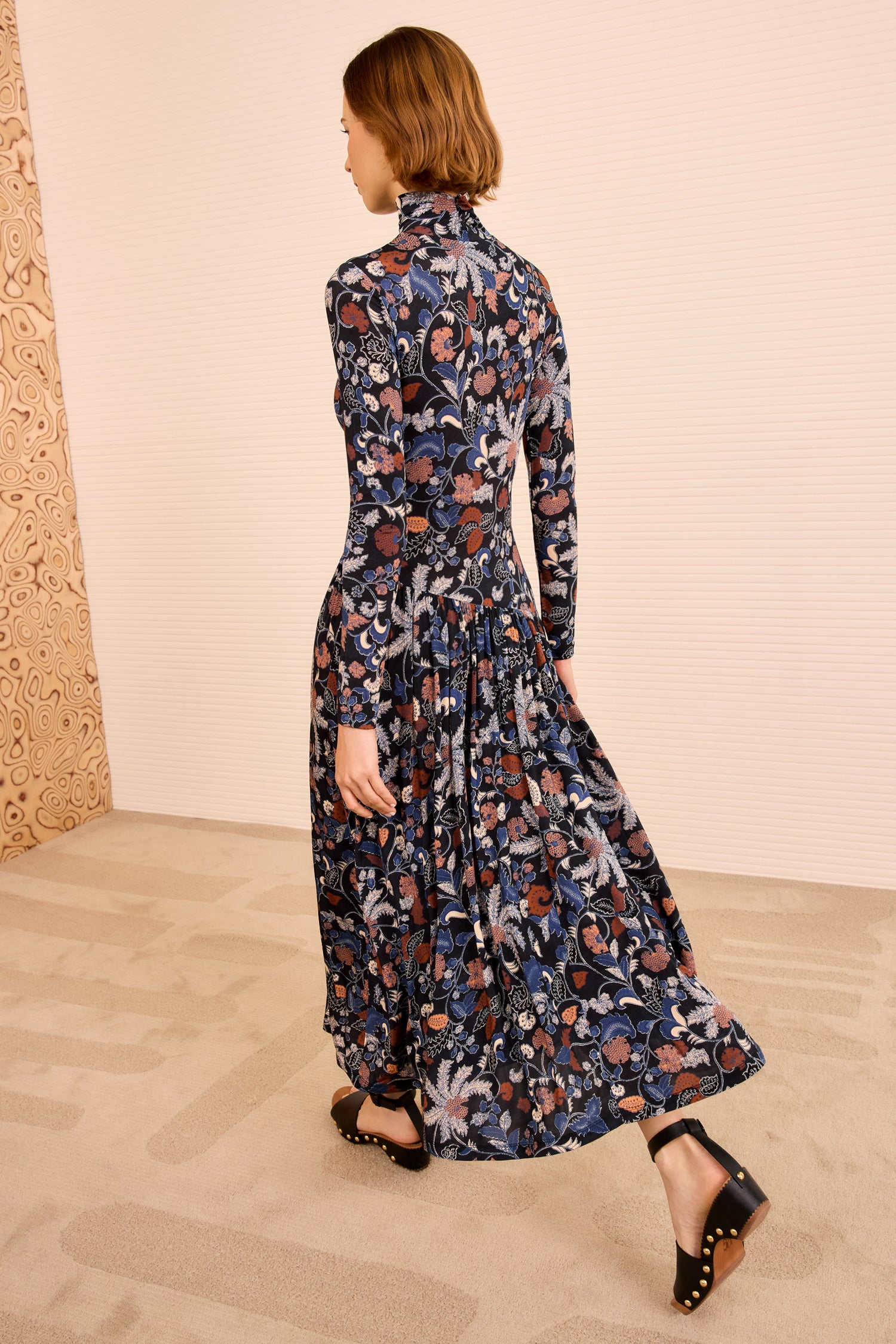 Fernanda Turtleneck Long Sleeve Dress - Moonlight Floral