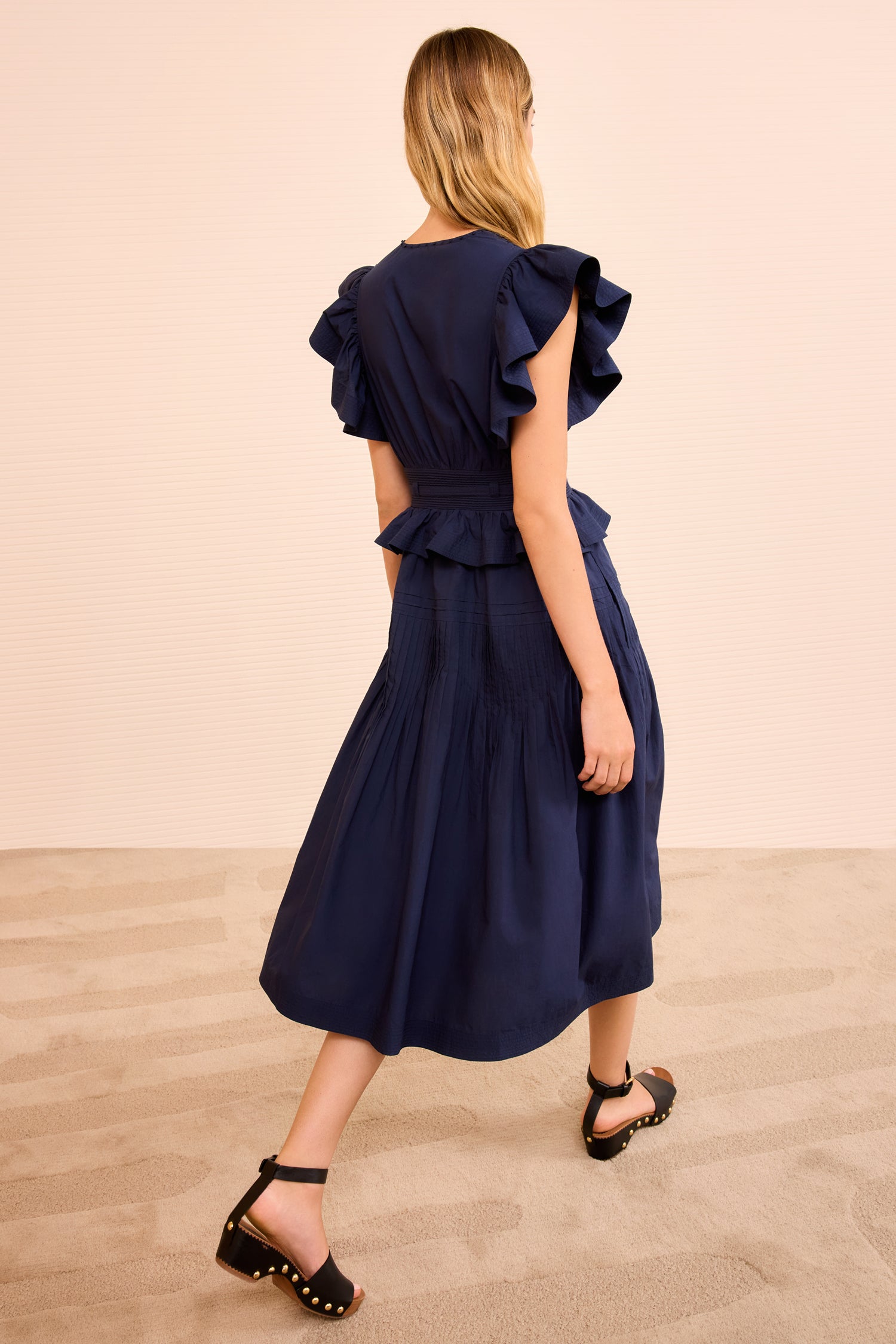 Florence Flutter Sleeve Midi Dress - Midnight