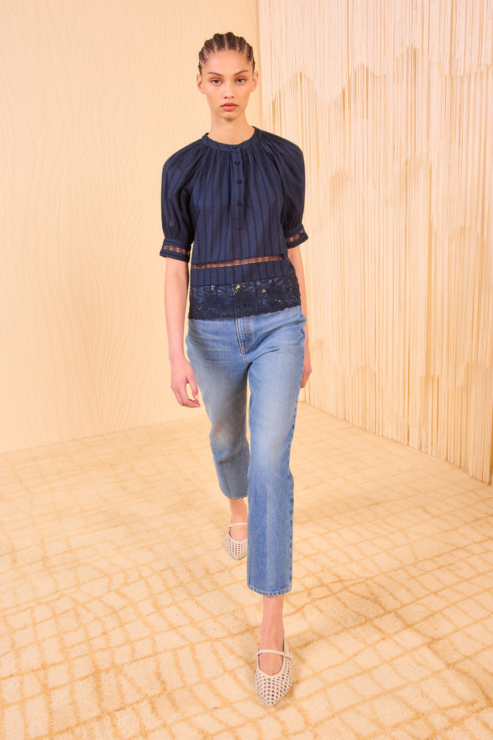 Faye Puff Sleeve Blouse - Midnight