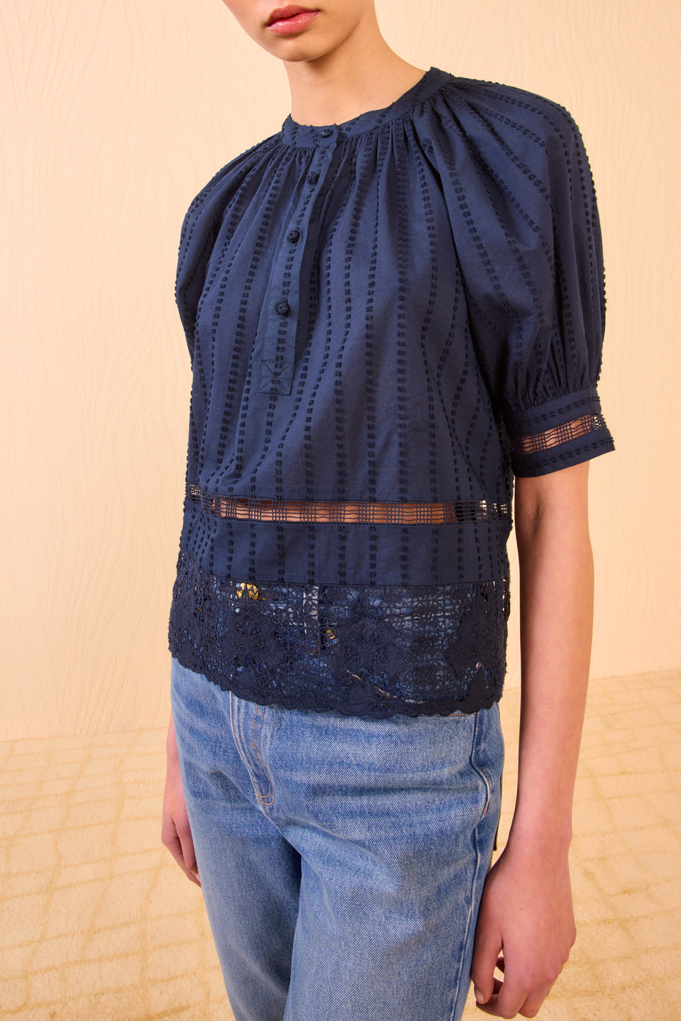 Faye Puff Sleeve Blouse - Midnight