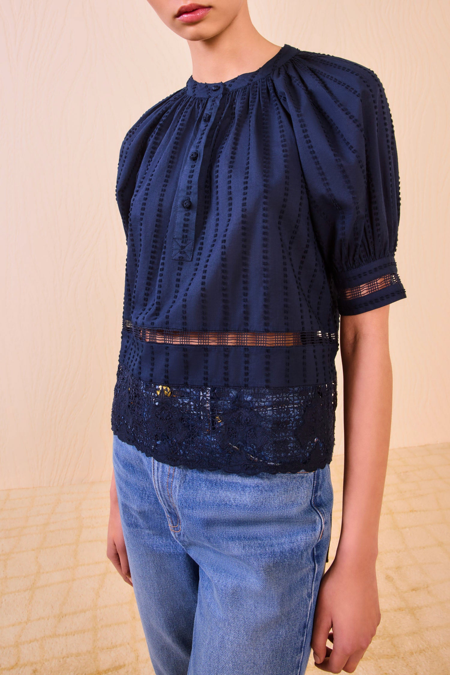 Faye Puff Sleeve Blouse - Midnight