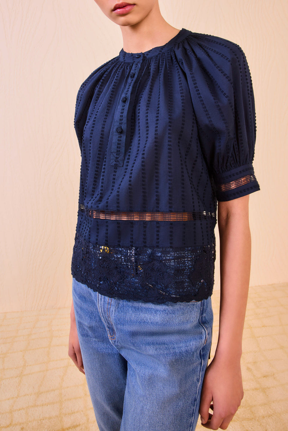 Faye Puff Sleeve Blouse - Midnight