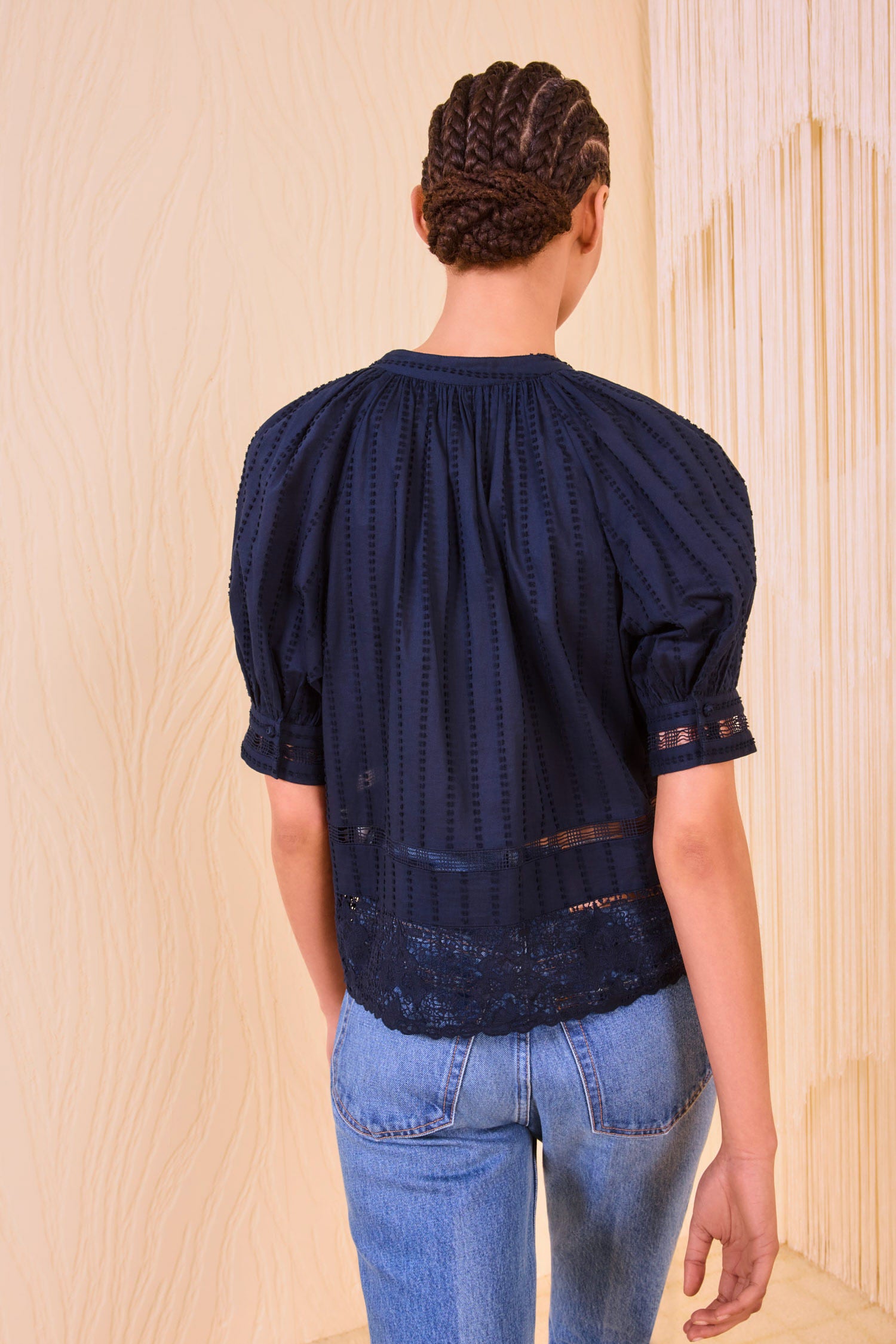 Faye Puff Sleeve Blouse - Midnight