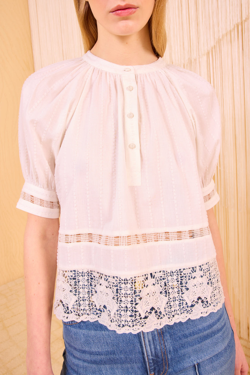 Faye Puff Sleeve Blouse - Pristine