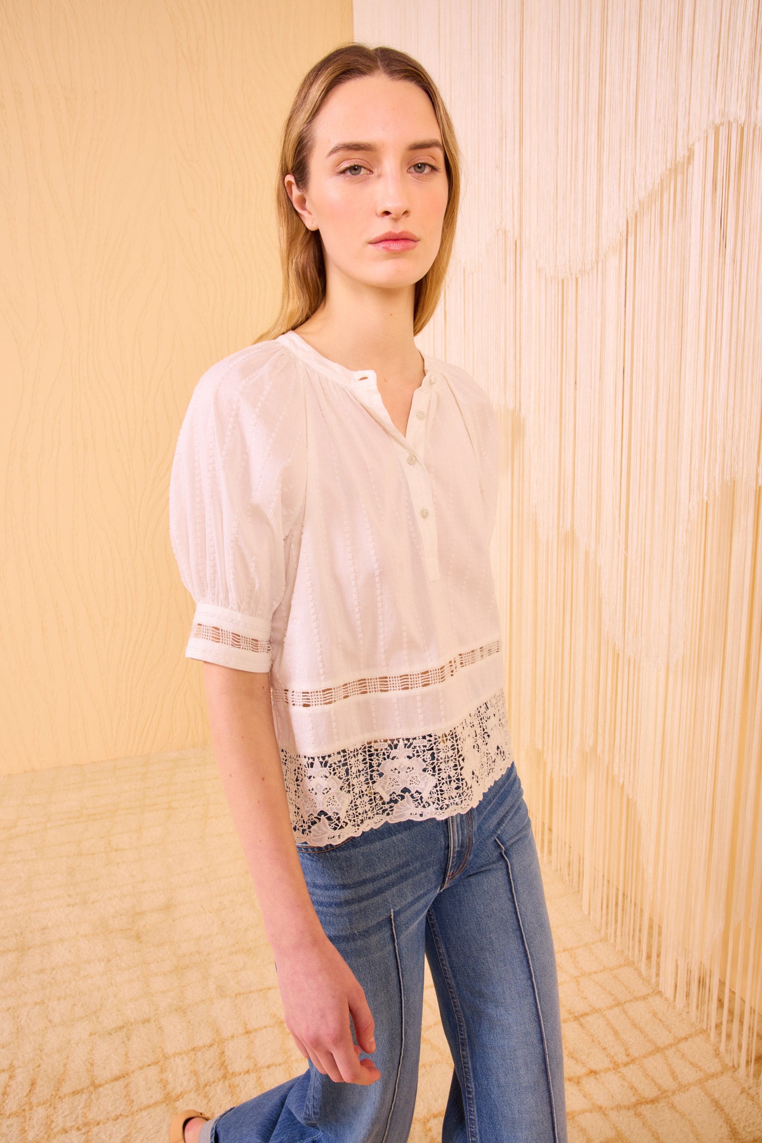 Faye Puff Sleeve Blouse - Pristine