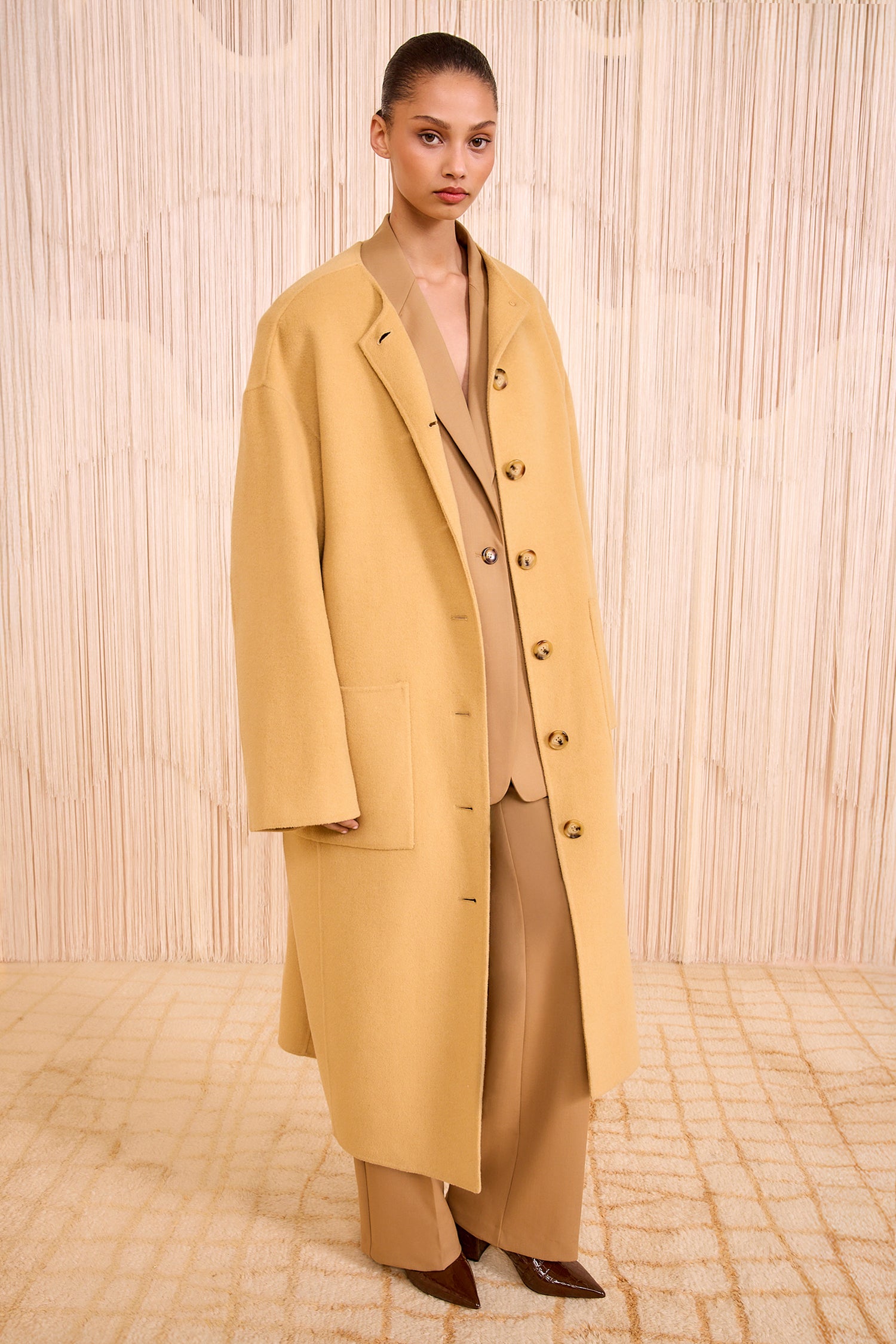 Lotus Double-Faced Wool Coat, Notched Lapel Styled Look - Premium Designer | Ulla Johnson
