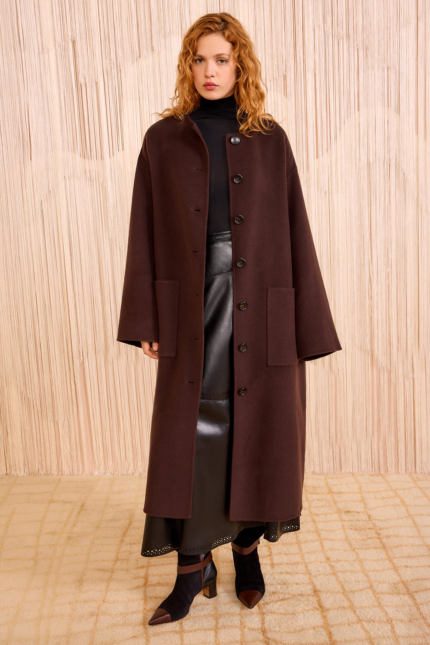 Fernanda Double Faced Wool Oversized Coat - Sable